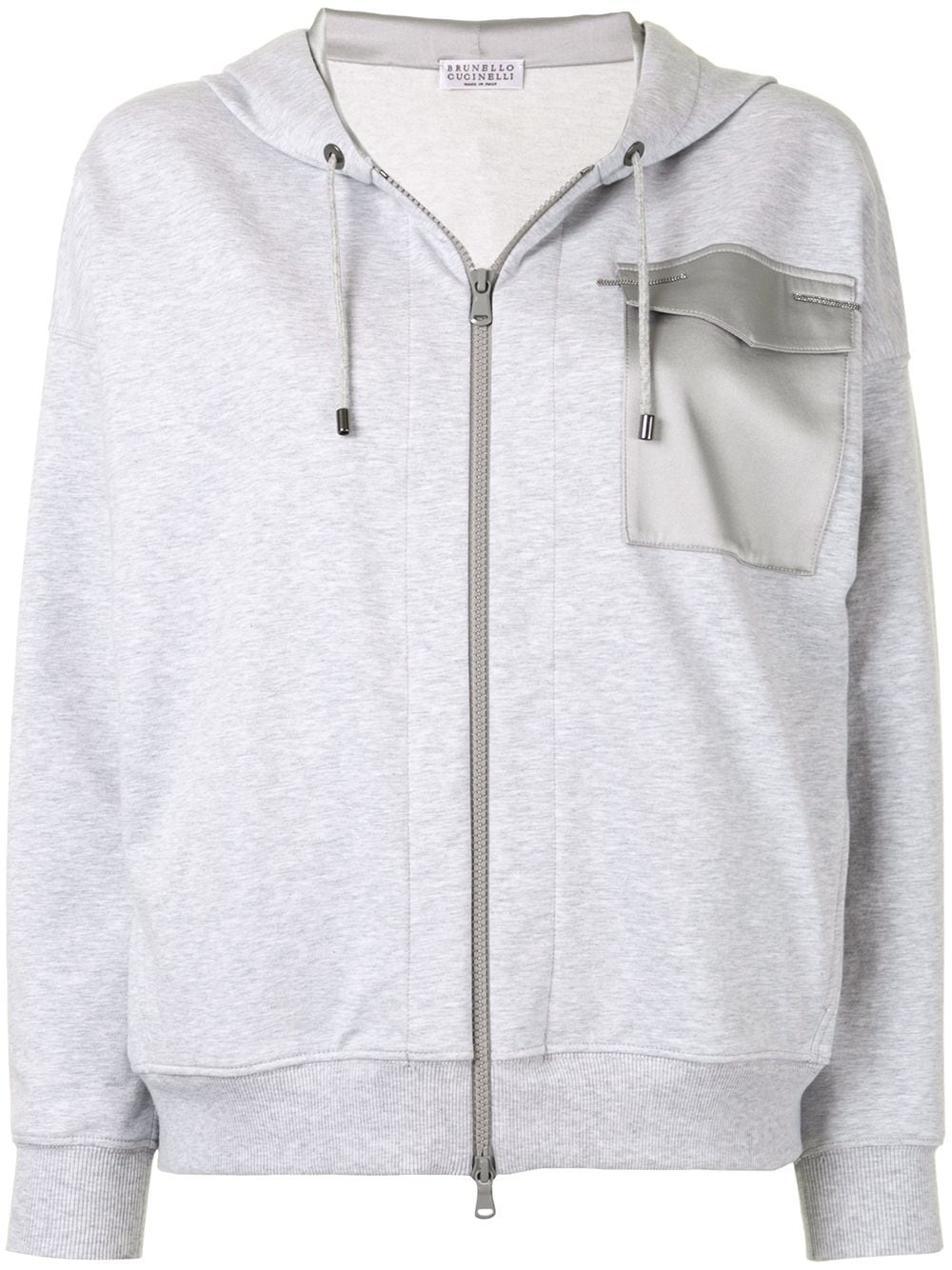 contrast-pocket zipped hoodie - 1