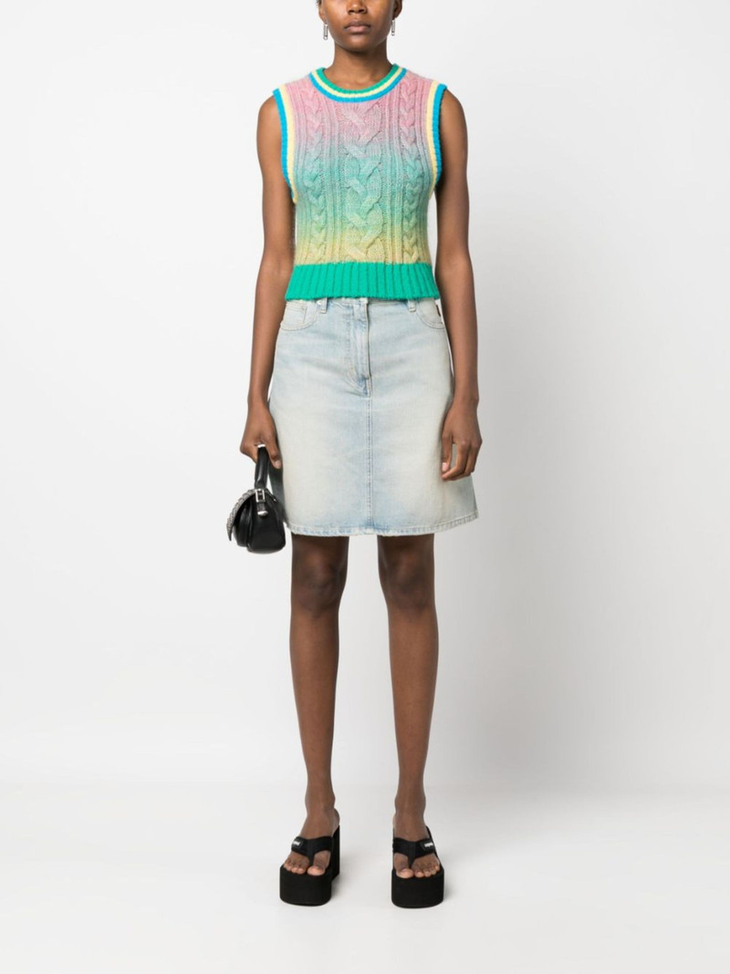 KENZO floral-embroidered denim skirt outlook