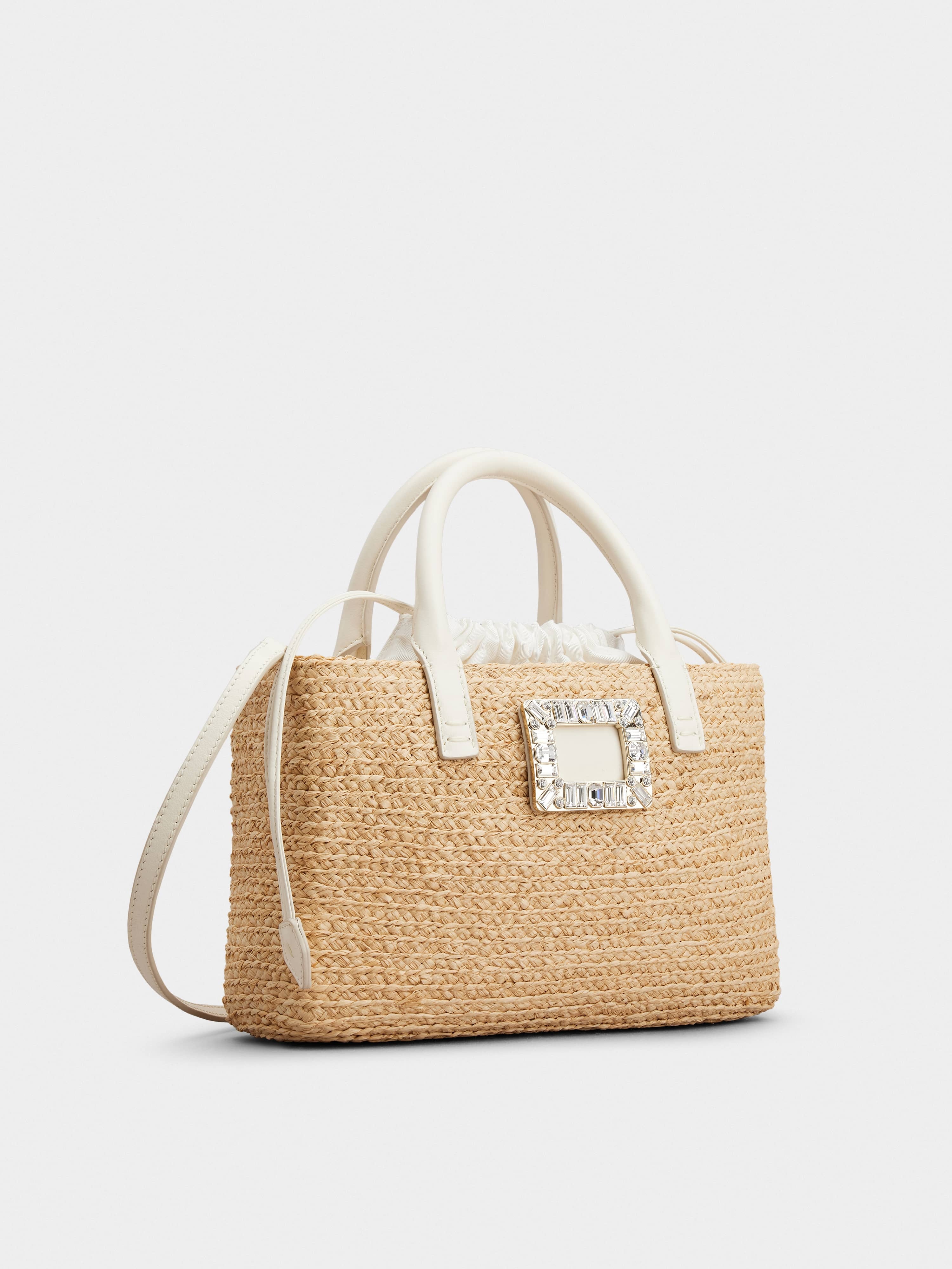 Viv' Skate Strass Buckle Small Shopping Bag in Raffia - 3