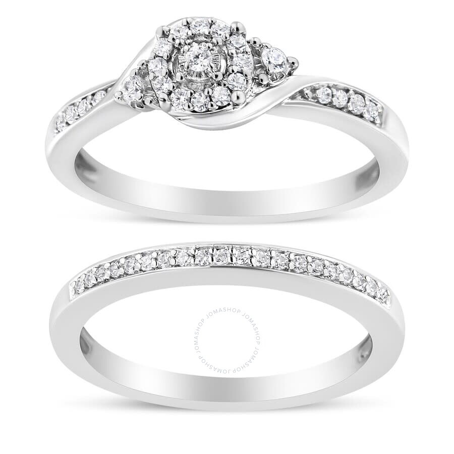 Haus Of Brilliance - Haus of Brilliance .925 Sterling Silver 1/4 Cttw Diamond Halo and Swirl Engagement Ring and Wedding  - 1