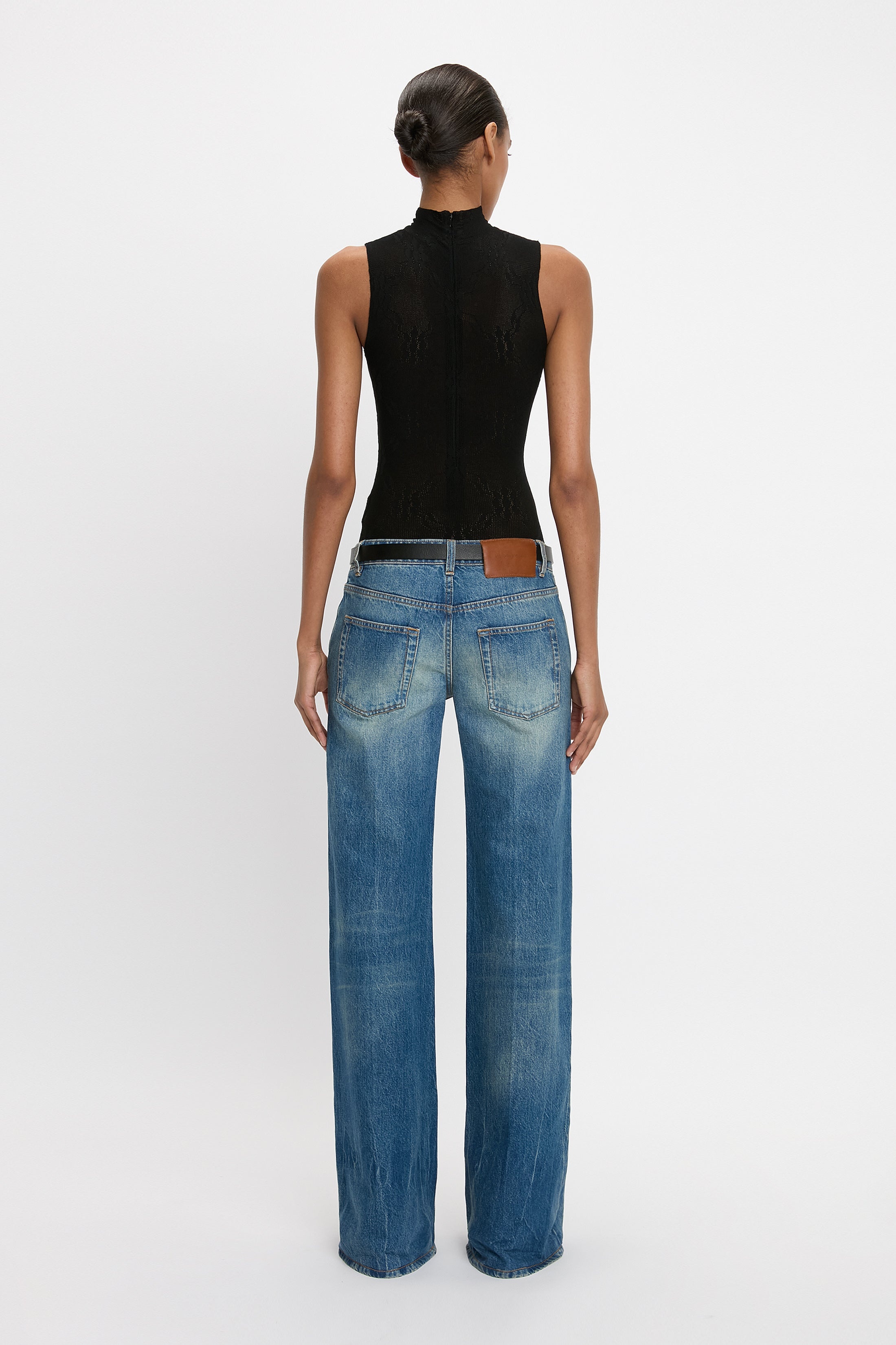 Sleeveless High Neck Bodysuit In Black - 4