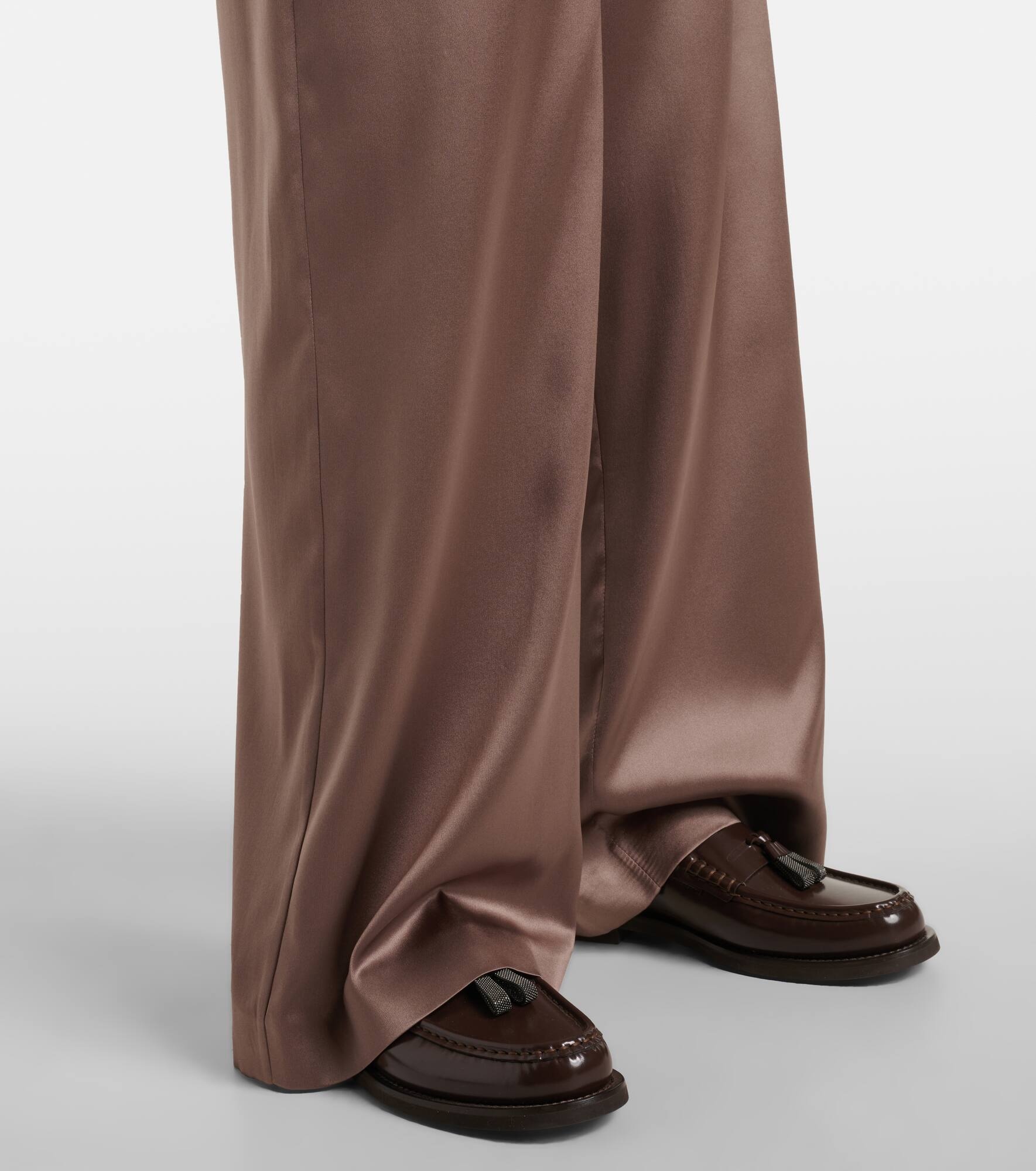 Silk-blend satin wide-leg pants - 5