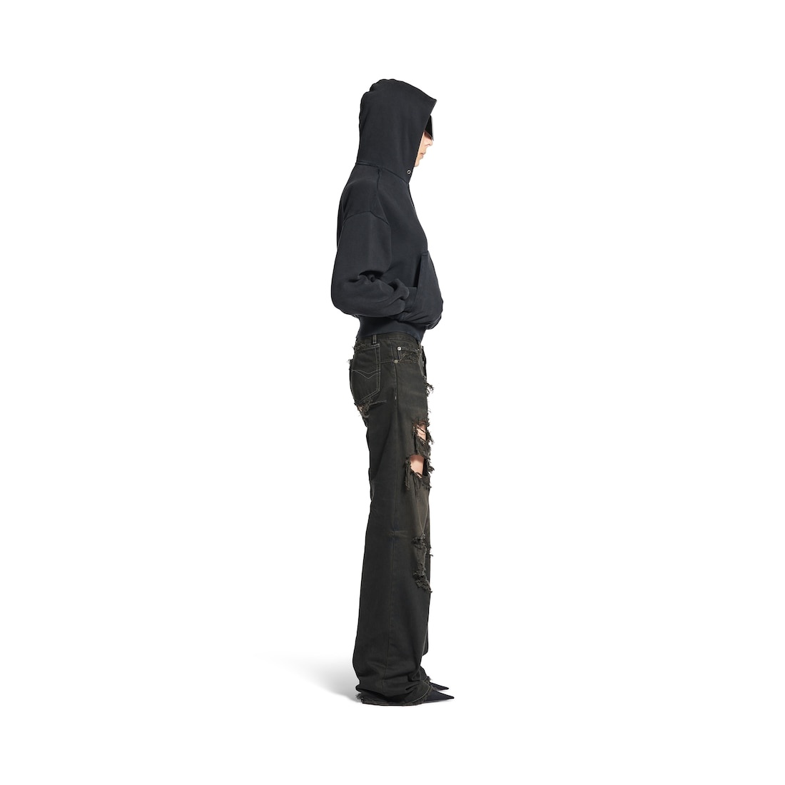 Fitted Low-waist Pants in Anthracite - 5