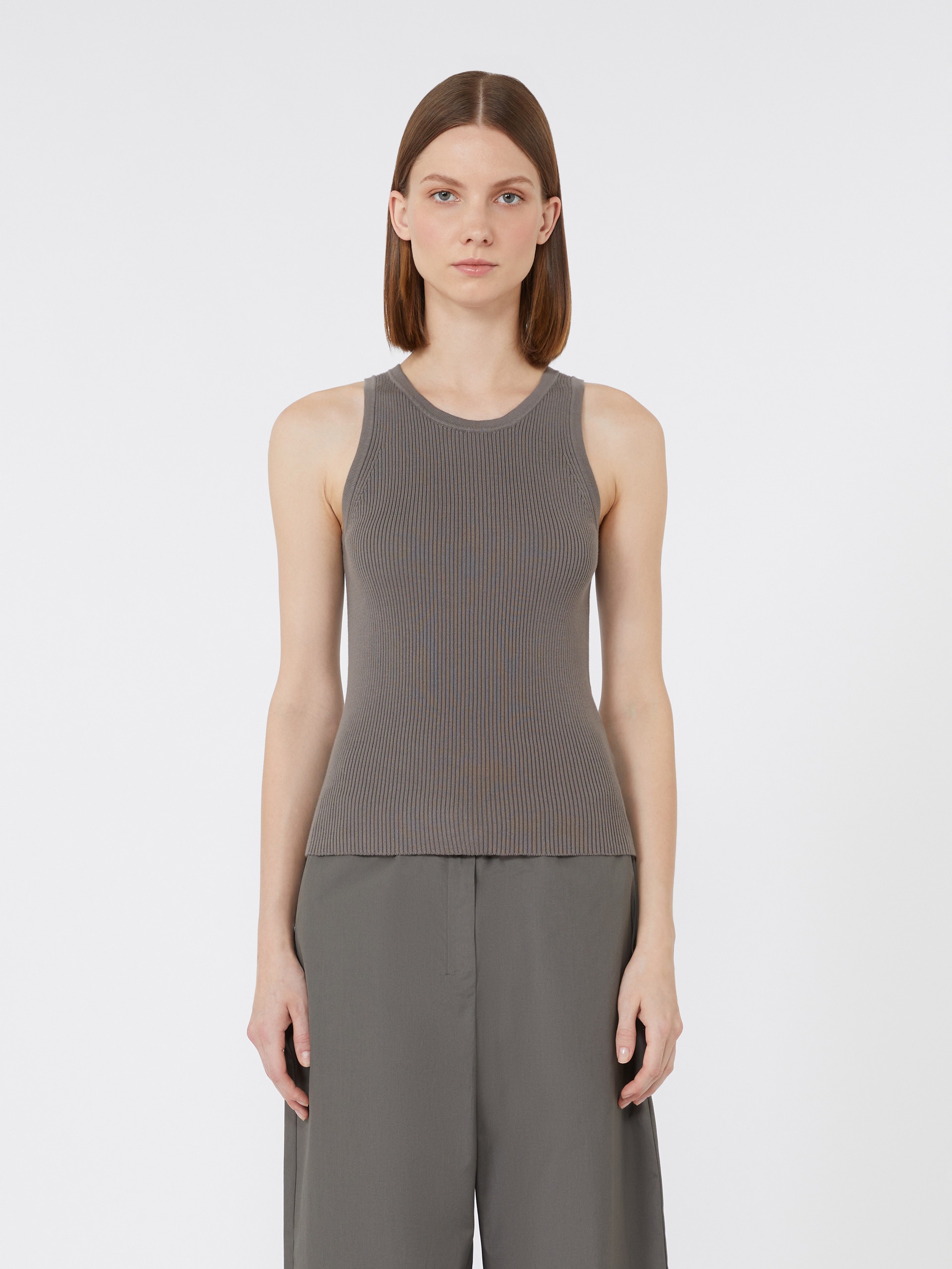 AMBURGO Rib-knit cotton top - 3