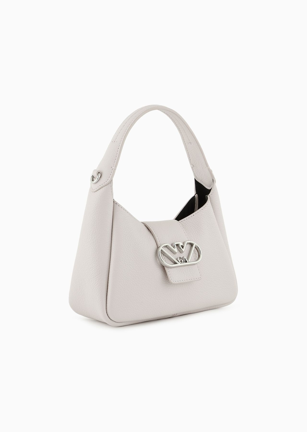 Leather hobo handbag with eagle buckle - 3