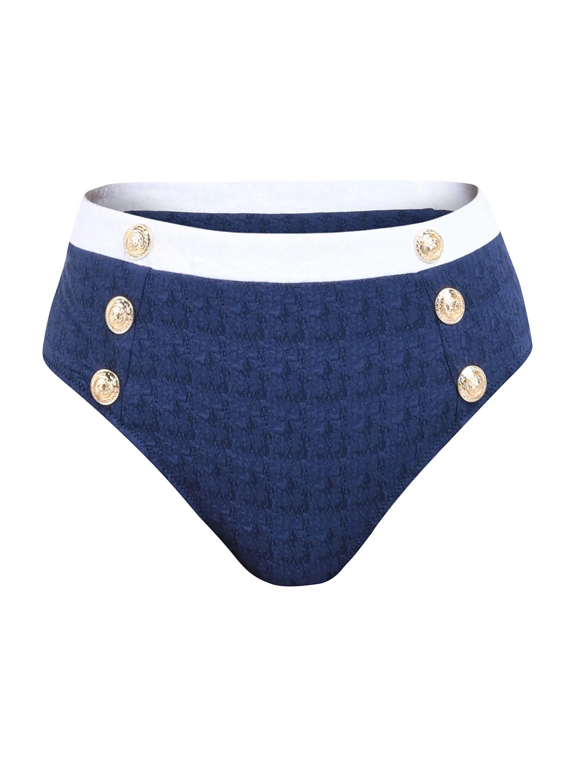 Women's Colorblock Chic Vanessa High-Waisted Bikini Bottom - Marine - 1