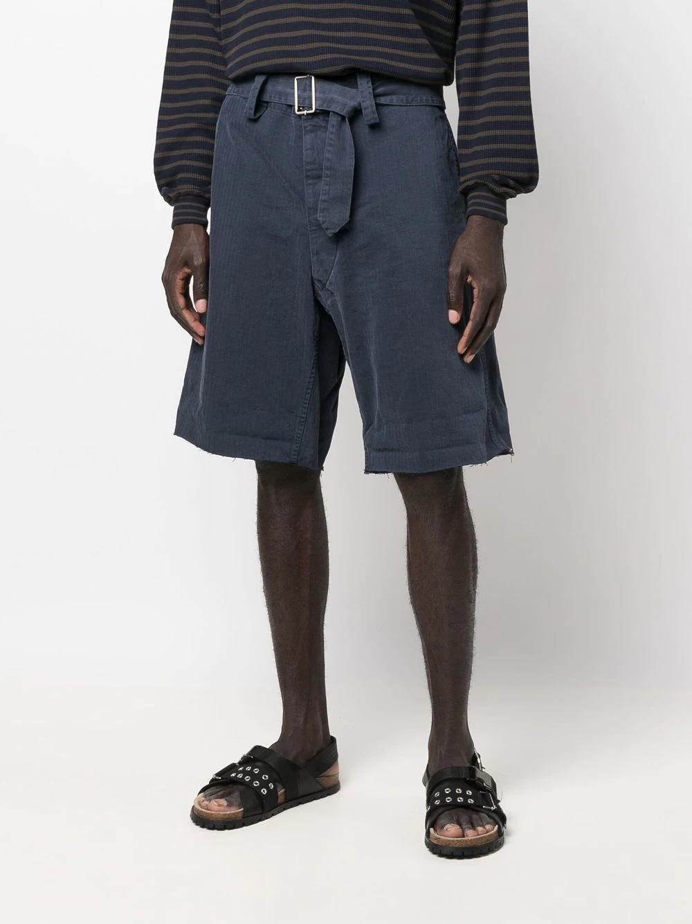 belted turn-up hem Bermuda shorts - 6