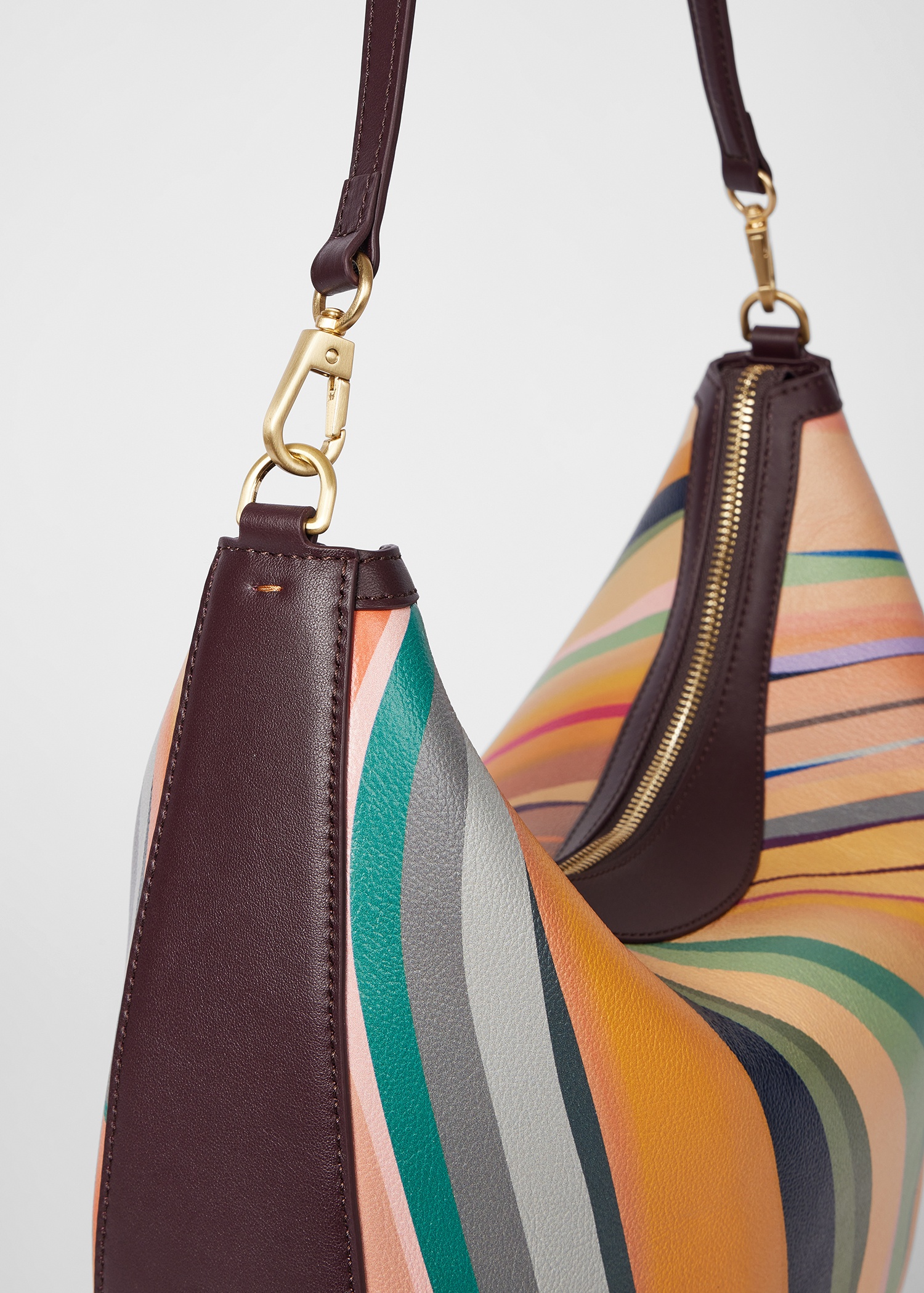 Women's 'Dusky Swirl' Leather Medium Round Hobo Bag - 5