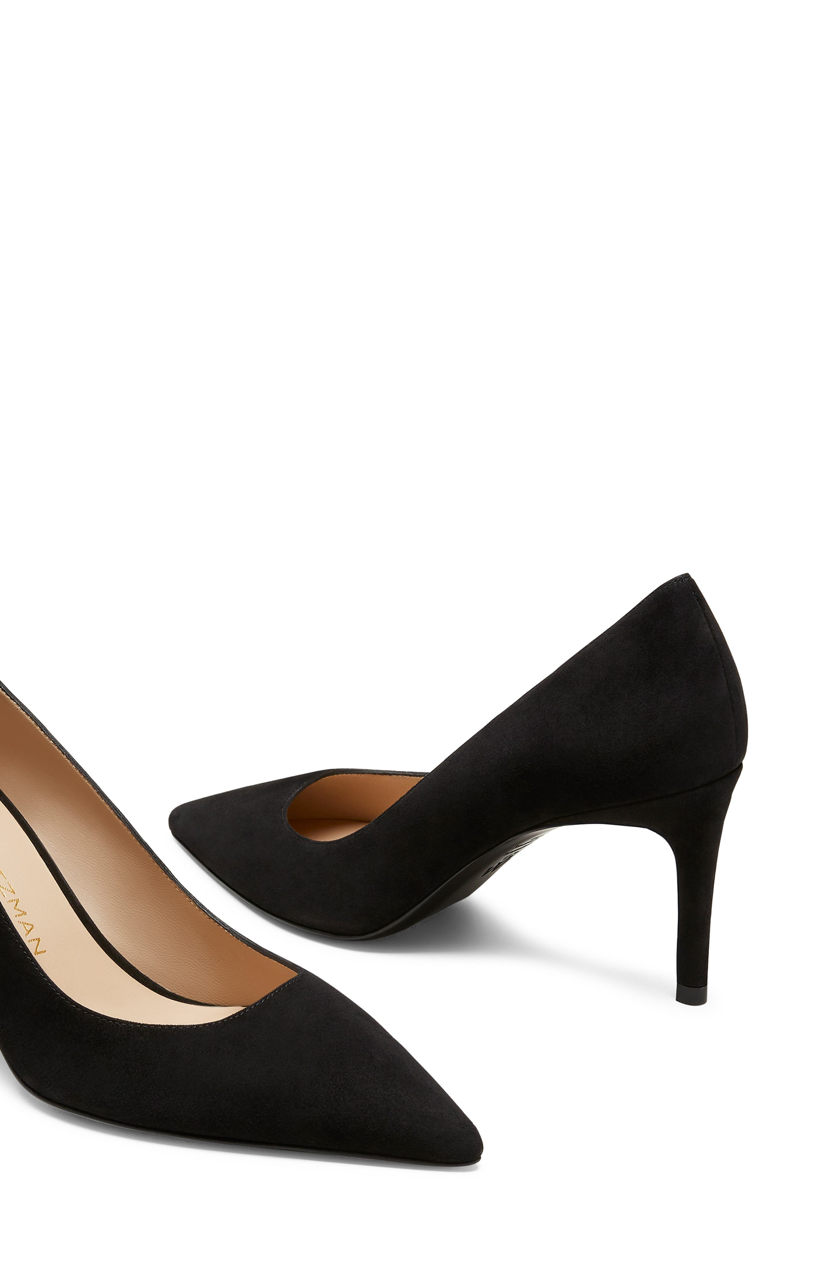 Stuart Weitzman 'Stuart Power 75 Pointed Toe Pump in Black Suede at Nordstrom - 4