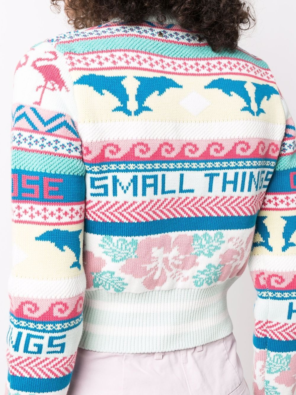 patterned knit cropped jumper - 5