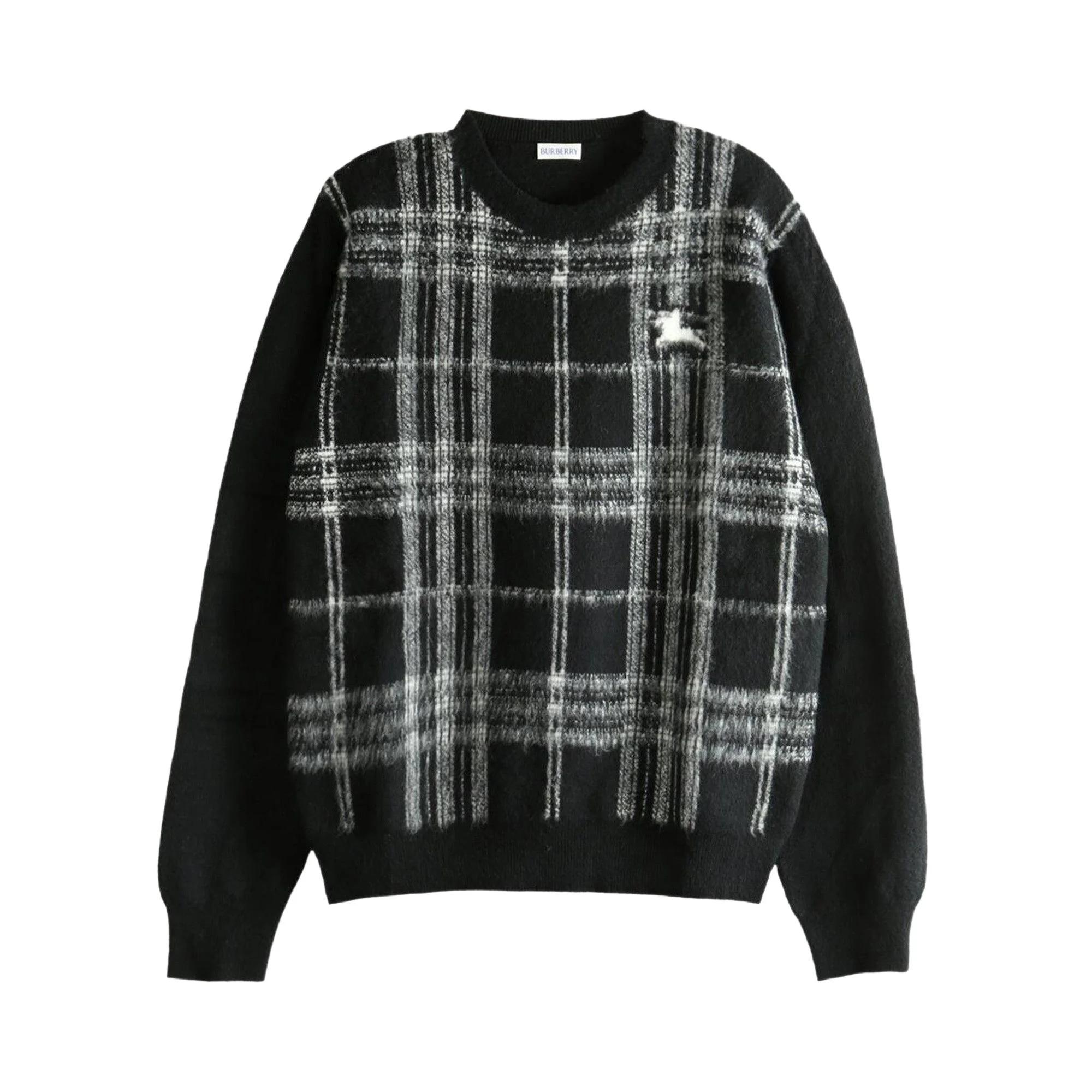 Burberry Check Crew Neck Sweater 'Black/White' - 1