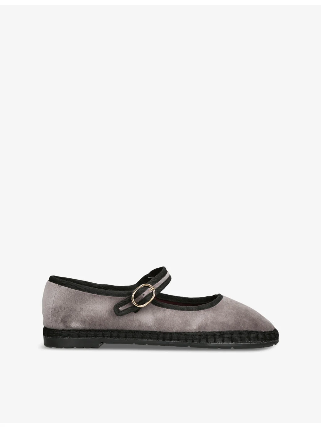 Brida contrast-piping cotton-velvet ballet flats - 1