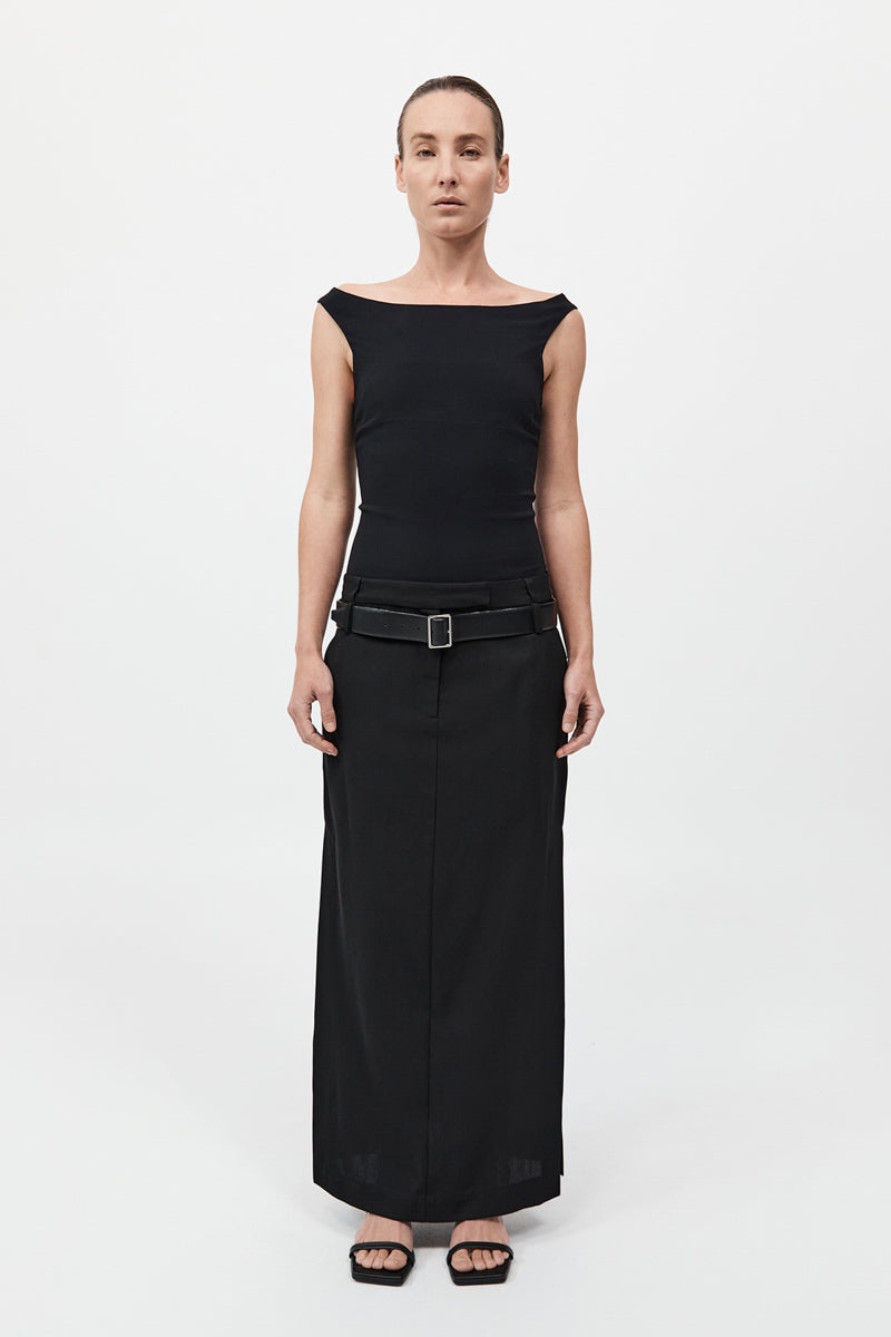 Double Loop Maxi Skirt - Black - 4