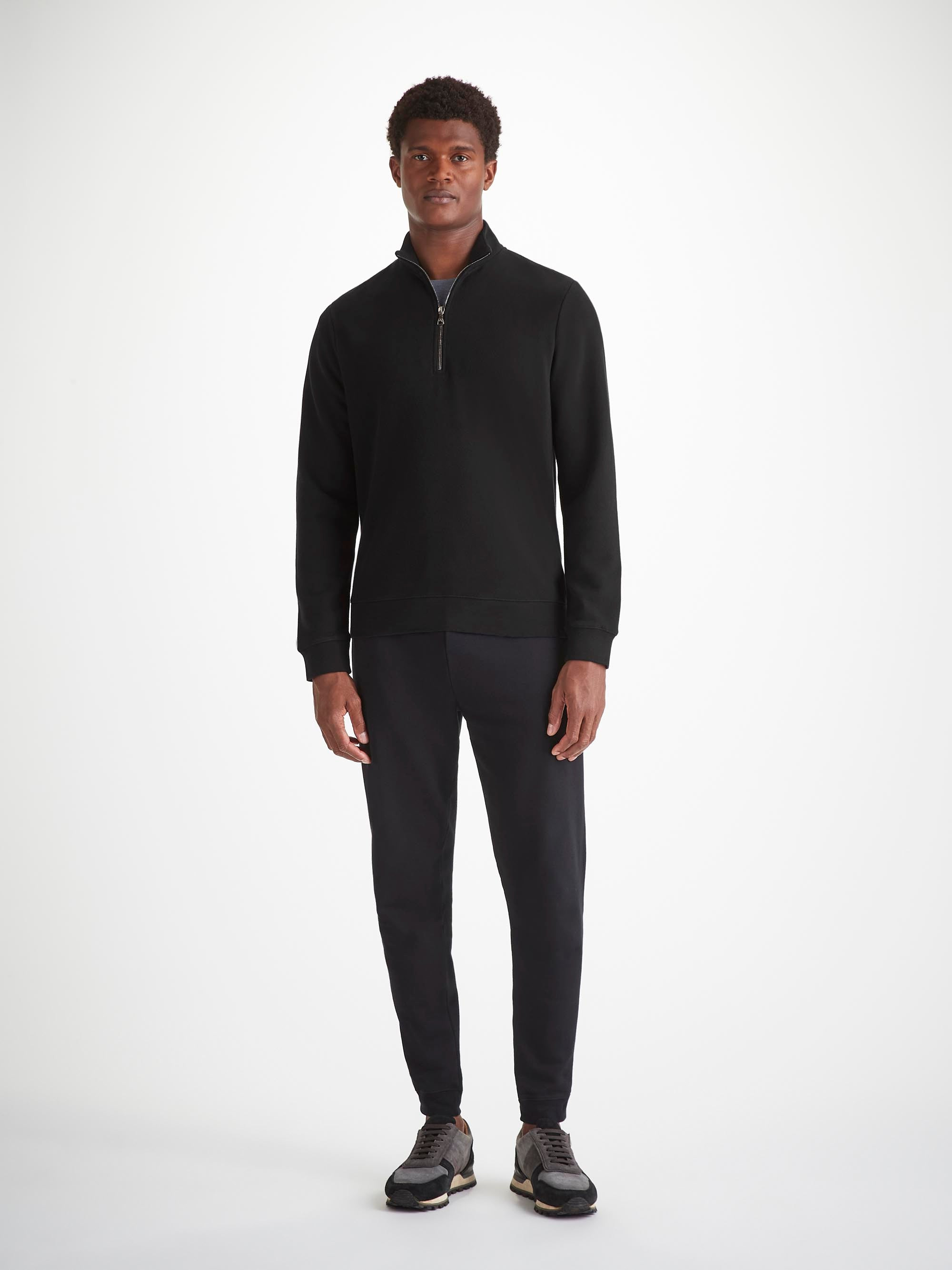 Men's Half-Zip Pullover Quinn Cotton Modal Black - 3