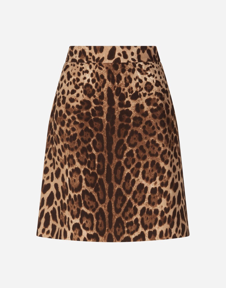 Short skirt in leopard-print double crepe - 3