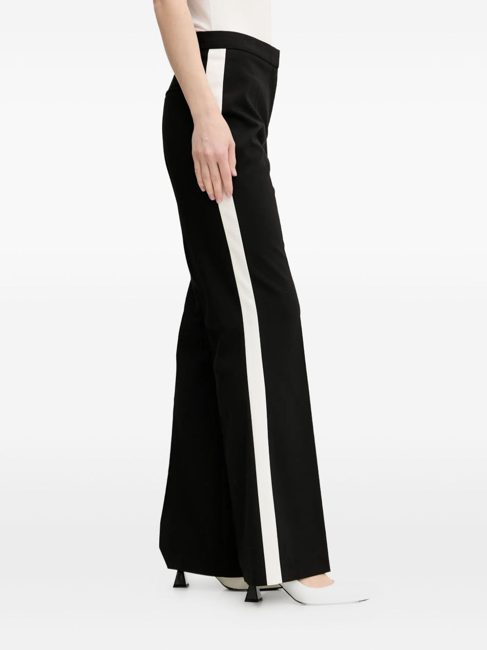 side-stripe flared trousers - 4