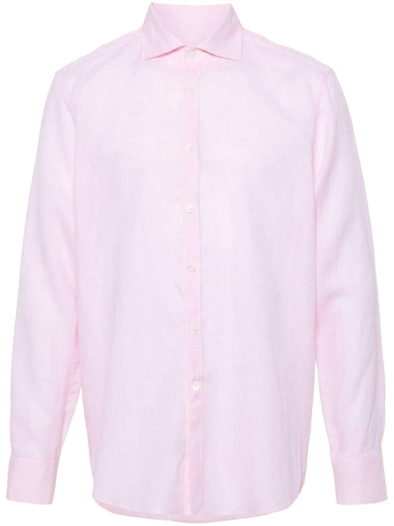 spread-collar linen shirt 1
