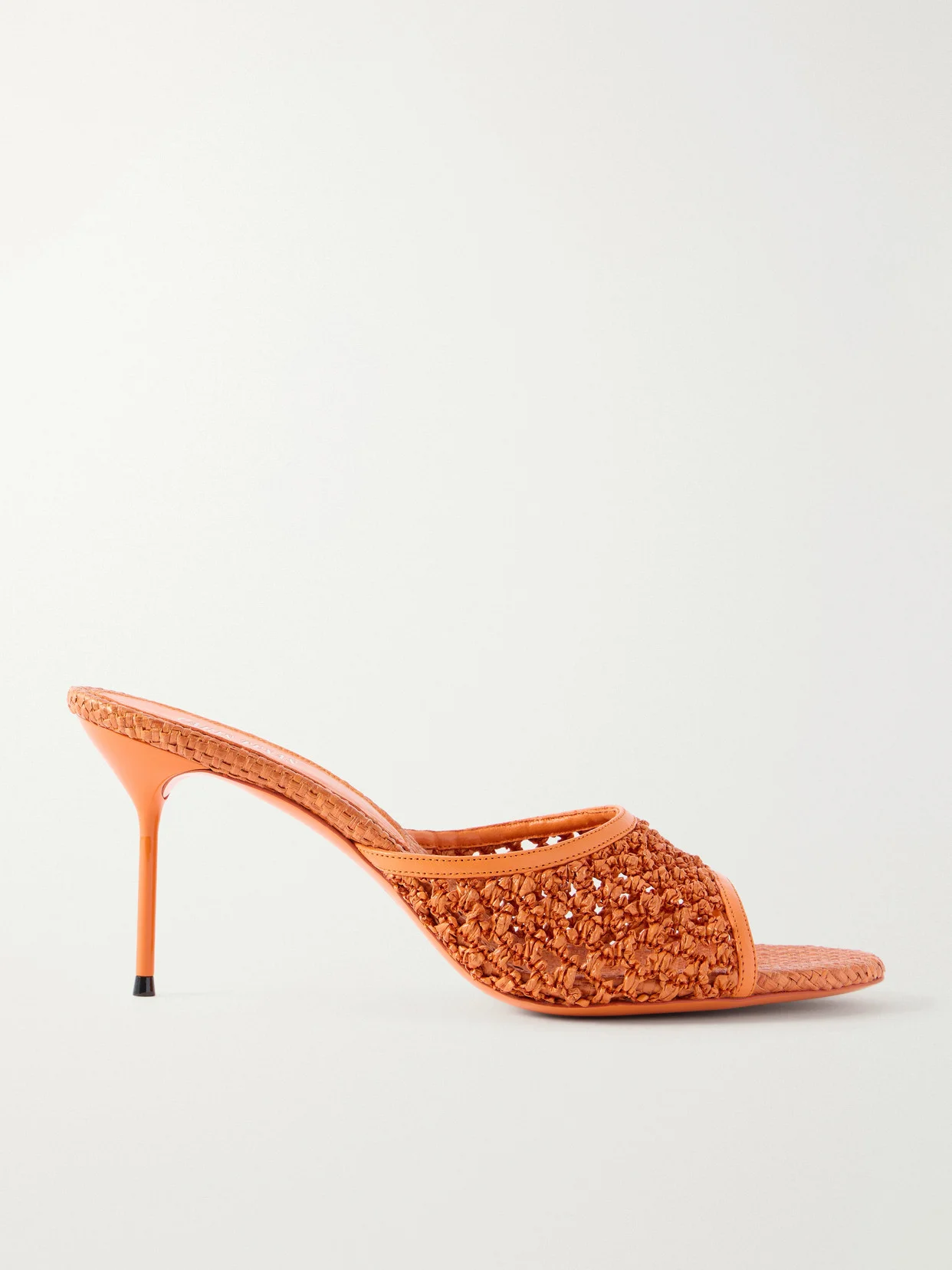 Lidia Leather-trimmed Straw Mules - 1