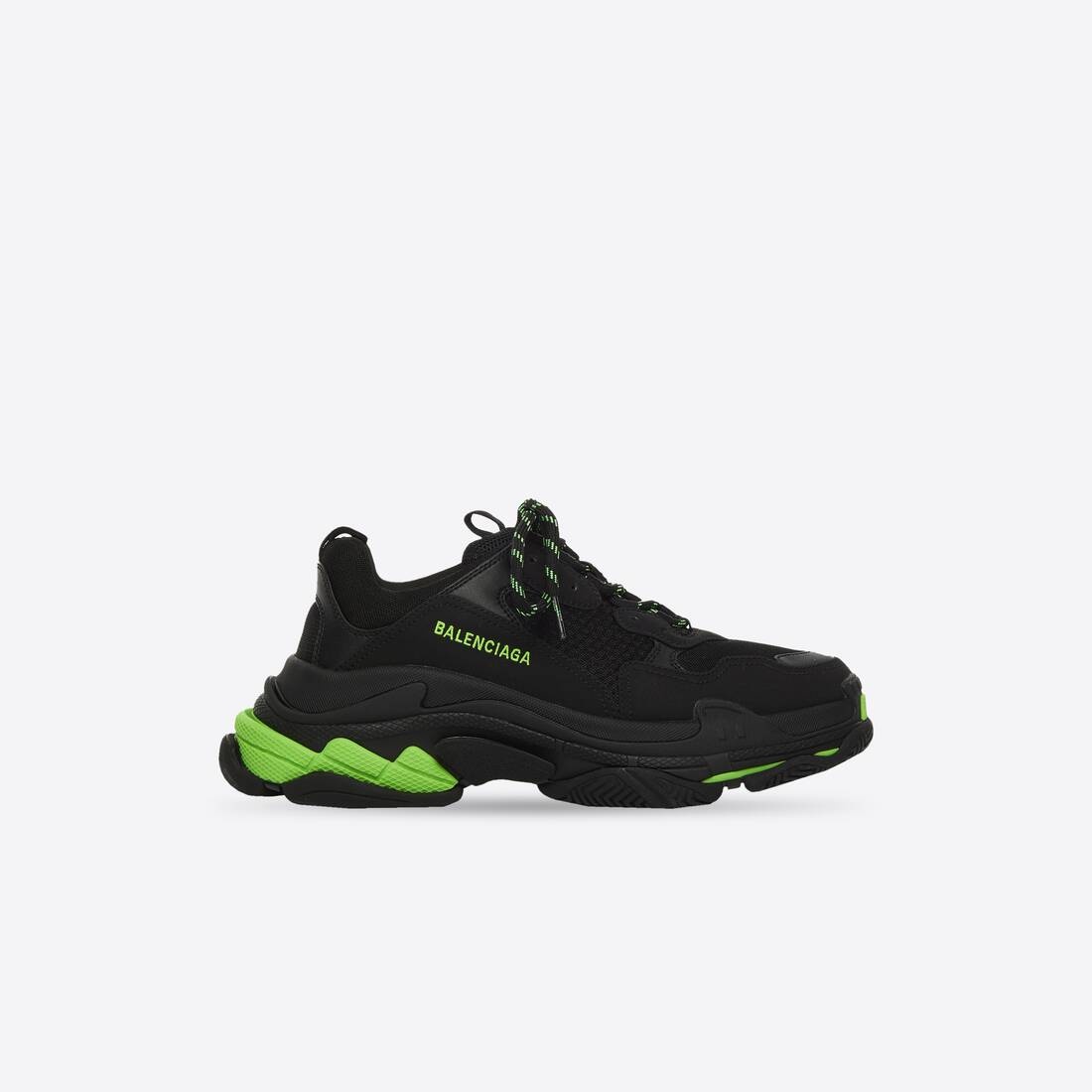 Men's Triple S in Black/fluo Green - 1