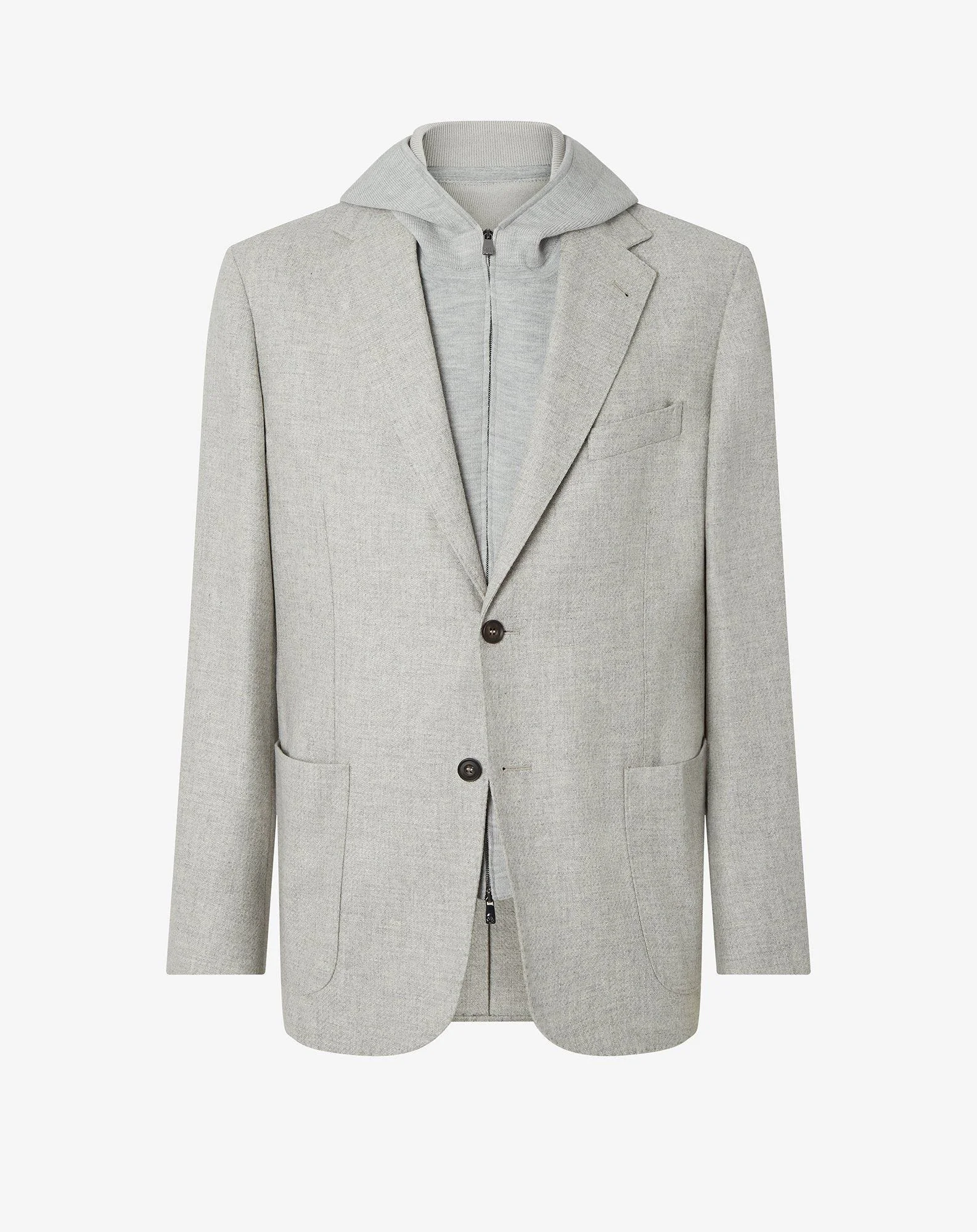 Beige/grey wool and cashmere jacket with detachable vest - 1