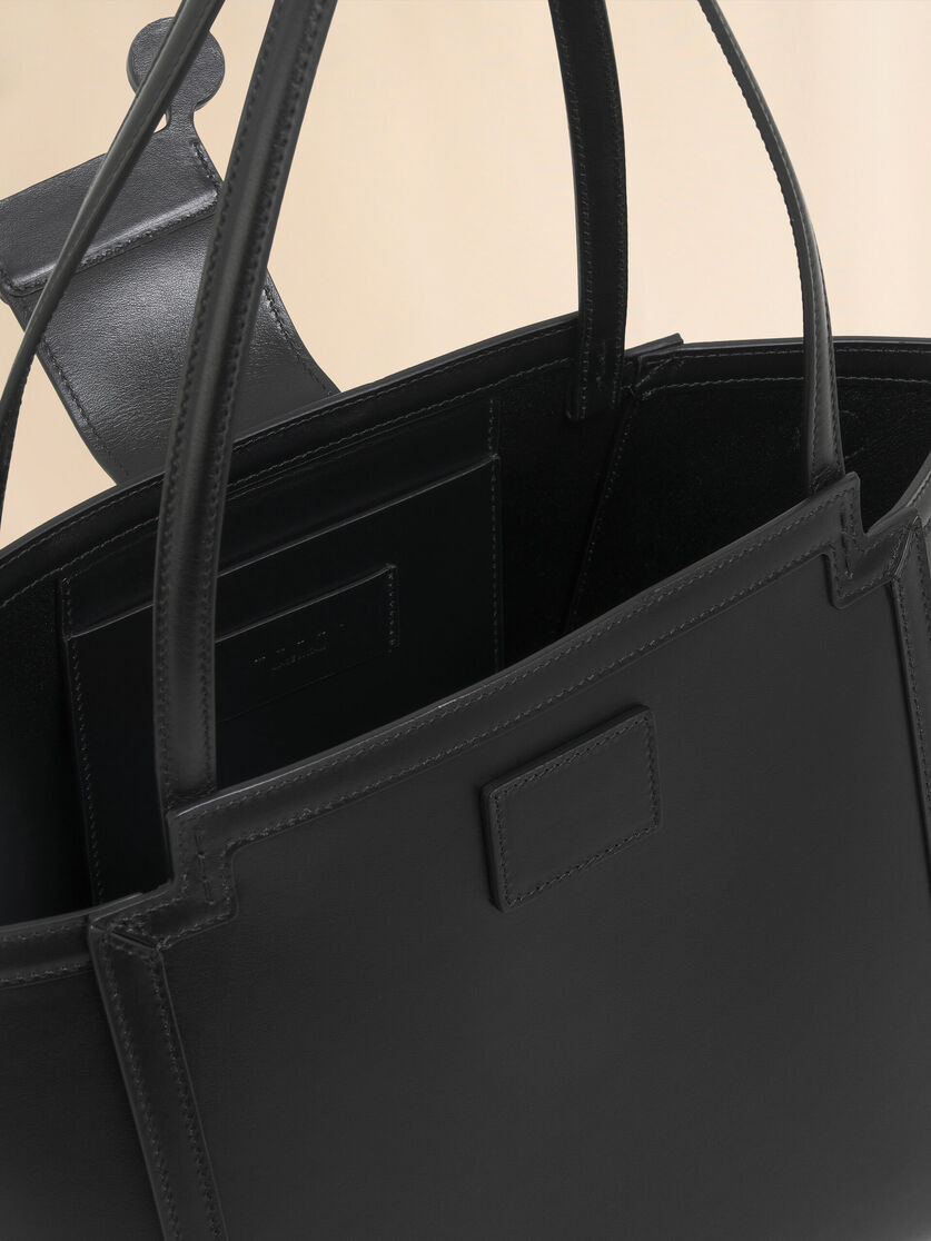 BLACK LEATHER MINI RIVIERA BAG - 3