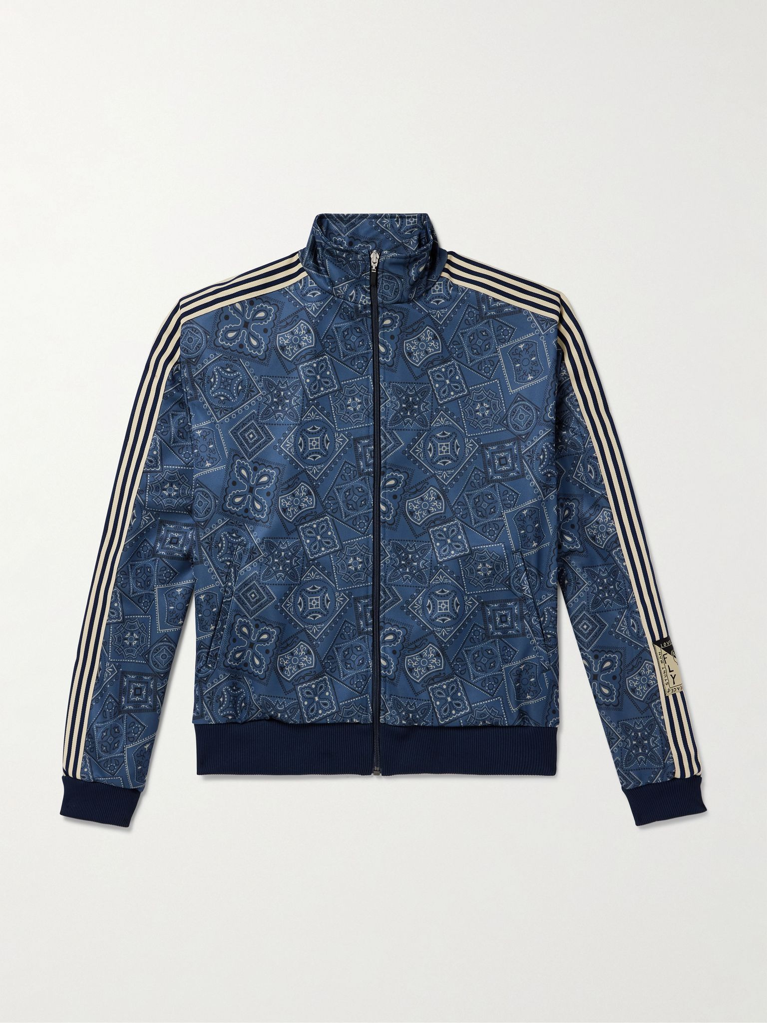 Cookie Bandana-Print Striped Shell Track Jacket Navy - 1