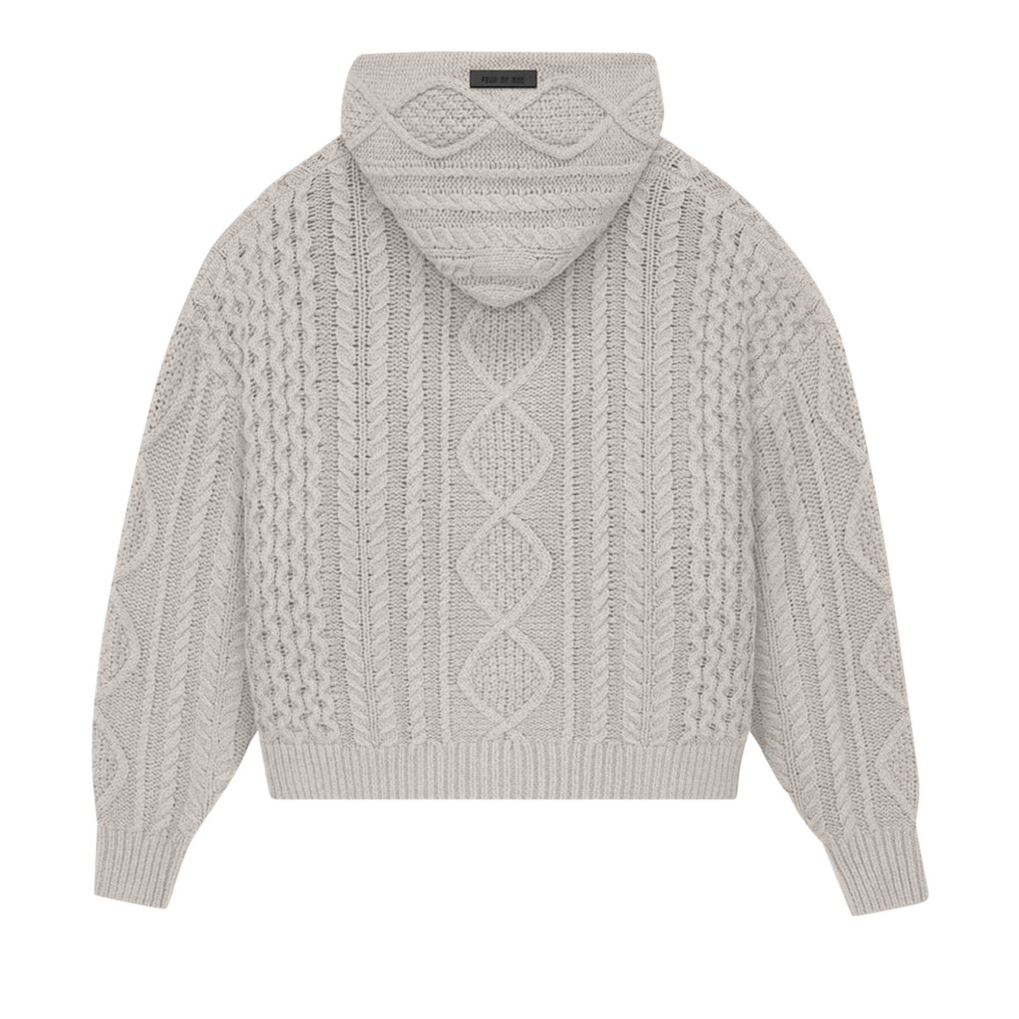 Fear of God Essentials Cable Knit Hoodie 'Silver Cloud' - 2