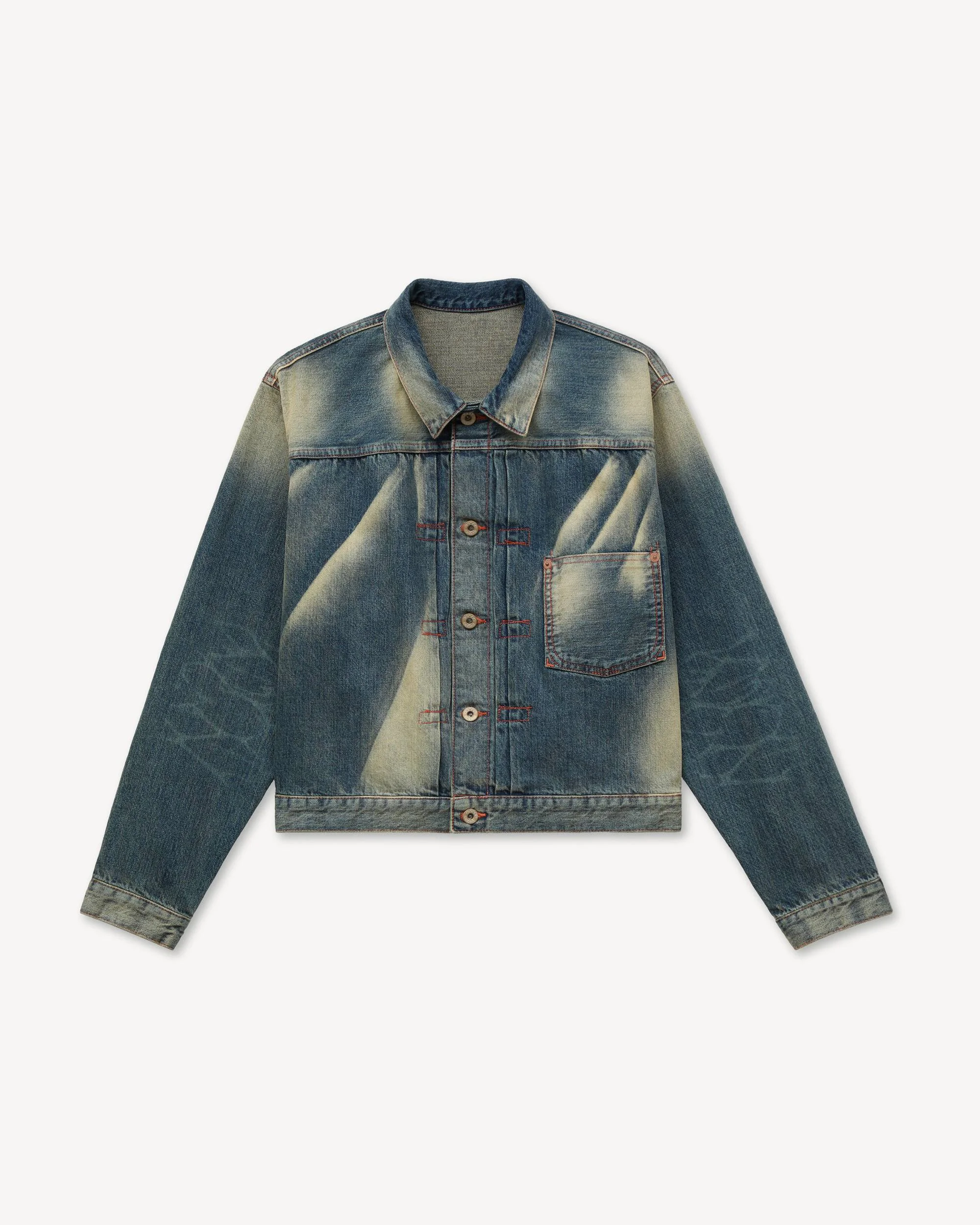 Pleated trucker jacket in japanese denim - 1
