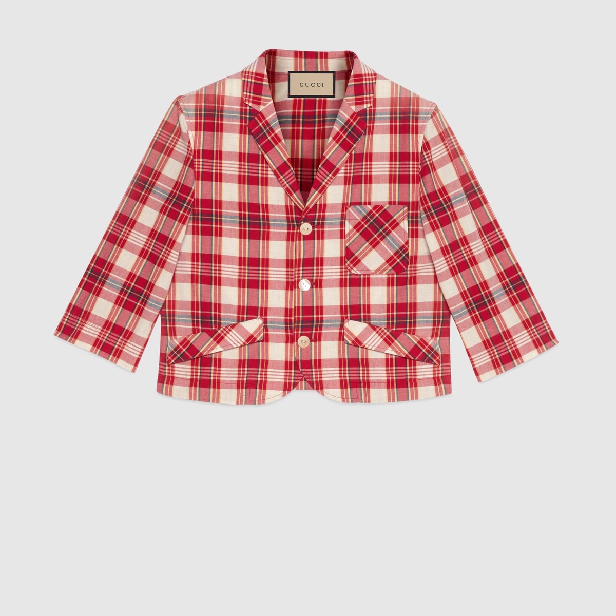 Tartan cotton single breasted jacket - 1