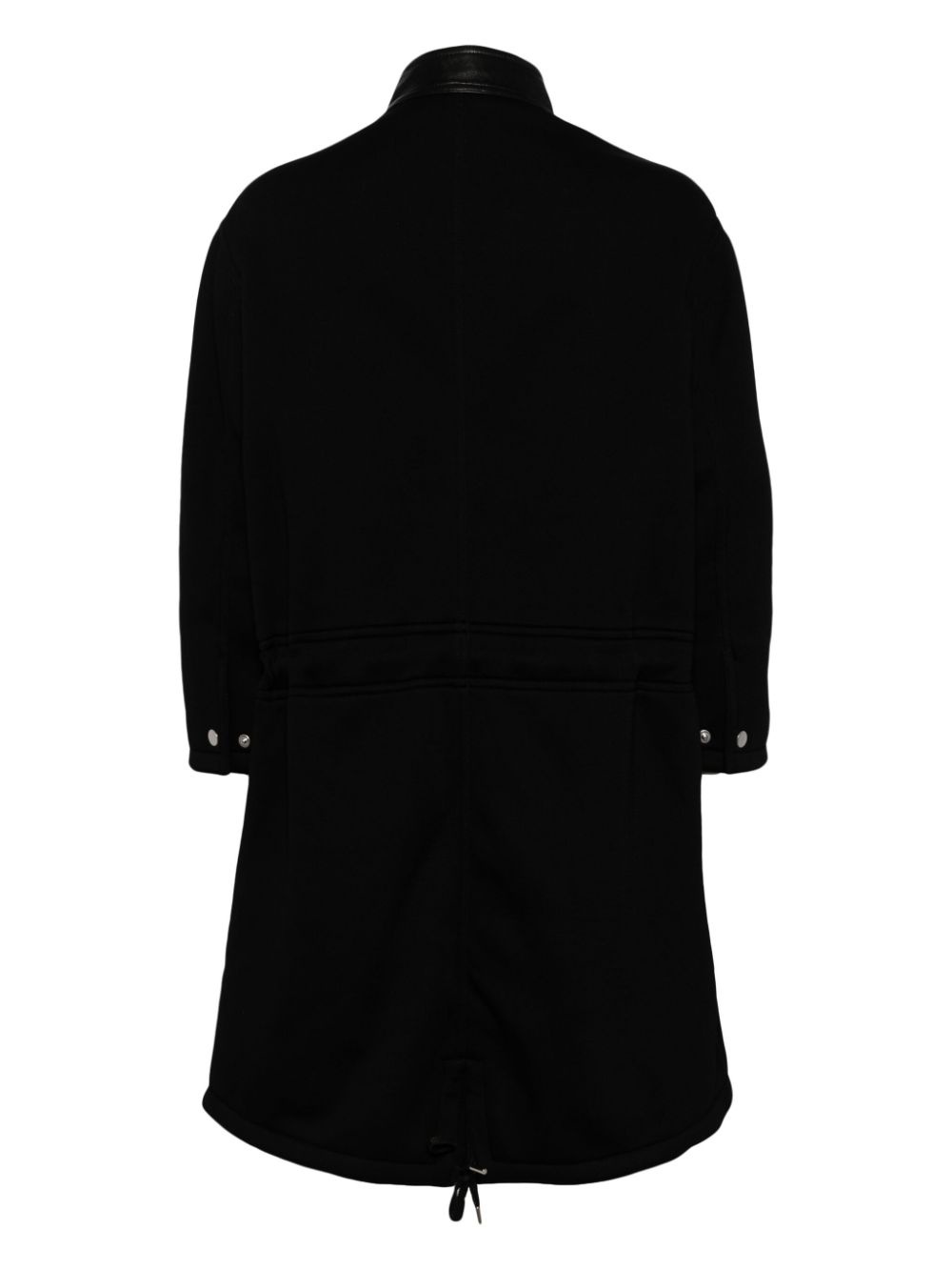 faux leather-trimmed coat - 2
