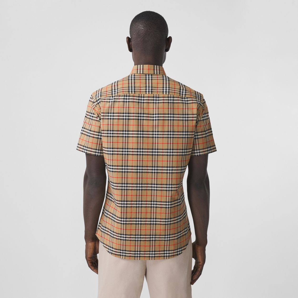 Short-sleeve Small Scale Check Stretch Cotton Shirt - 4