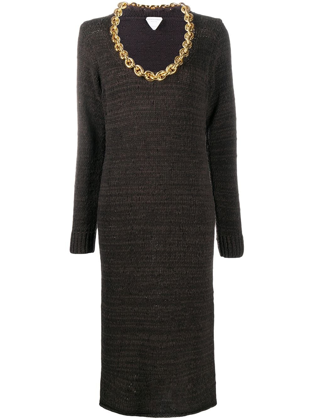 chain neckline knitted dress - 1