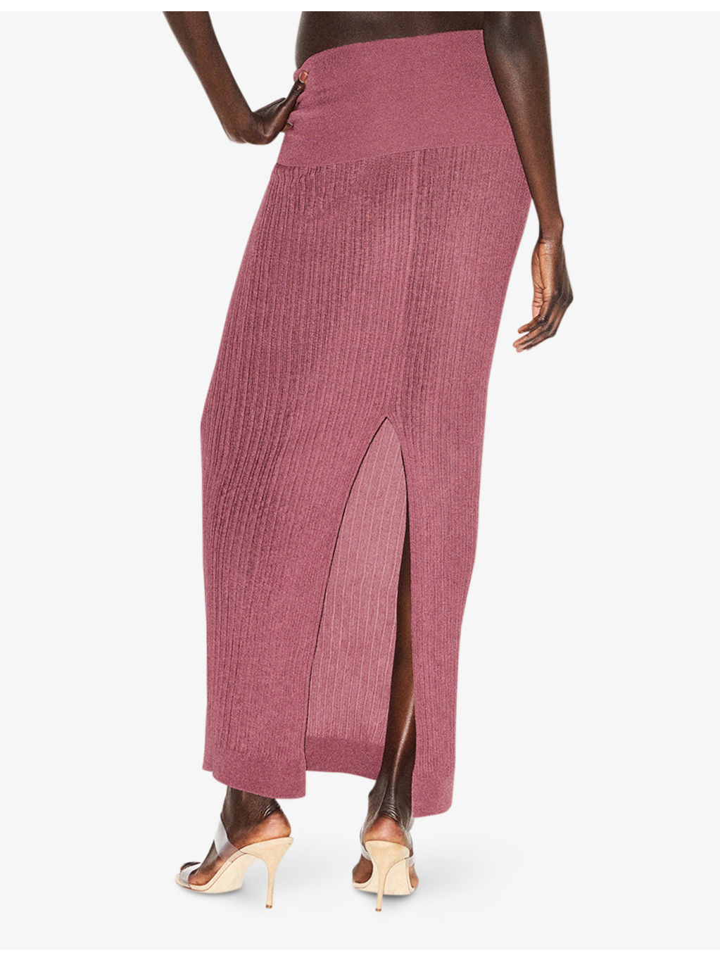 Foldover Sheer Knit Maxi Skirt - 4