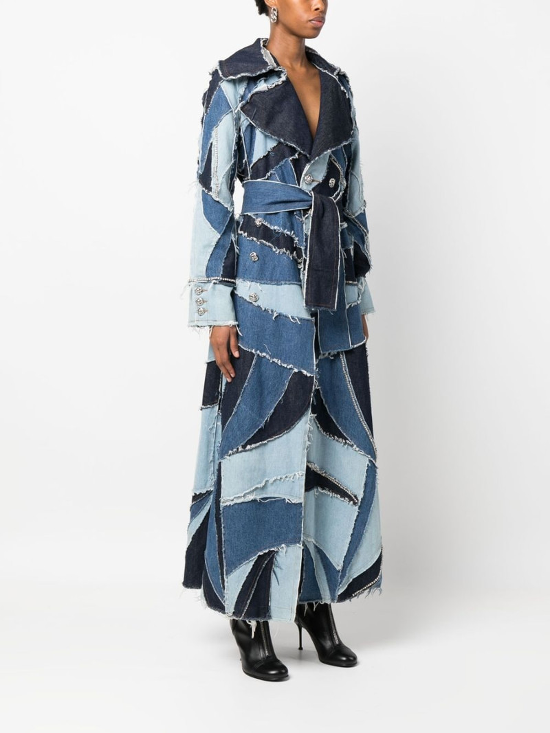 denim-patchwork double-breasted coat 3