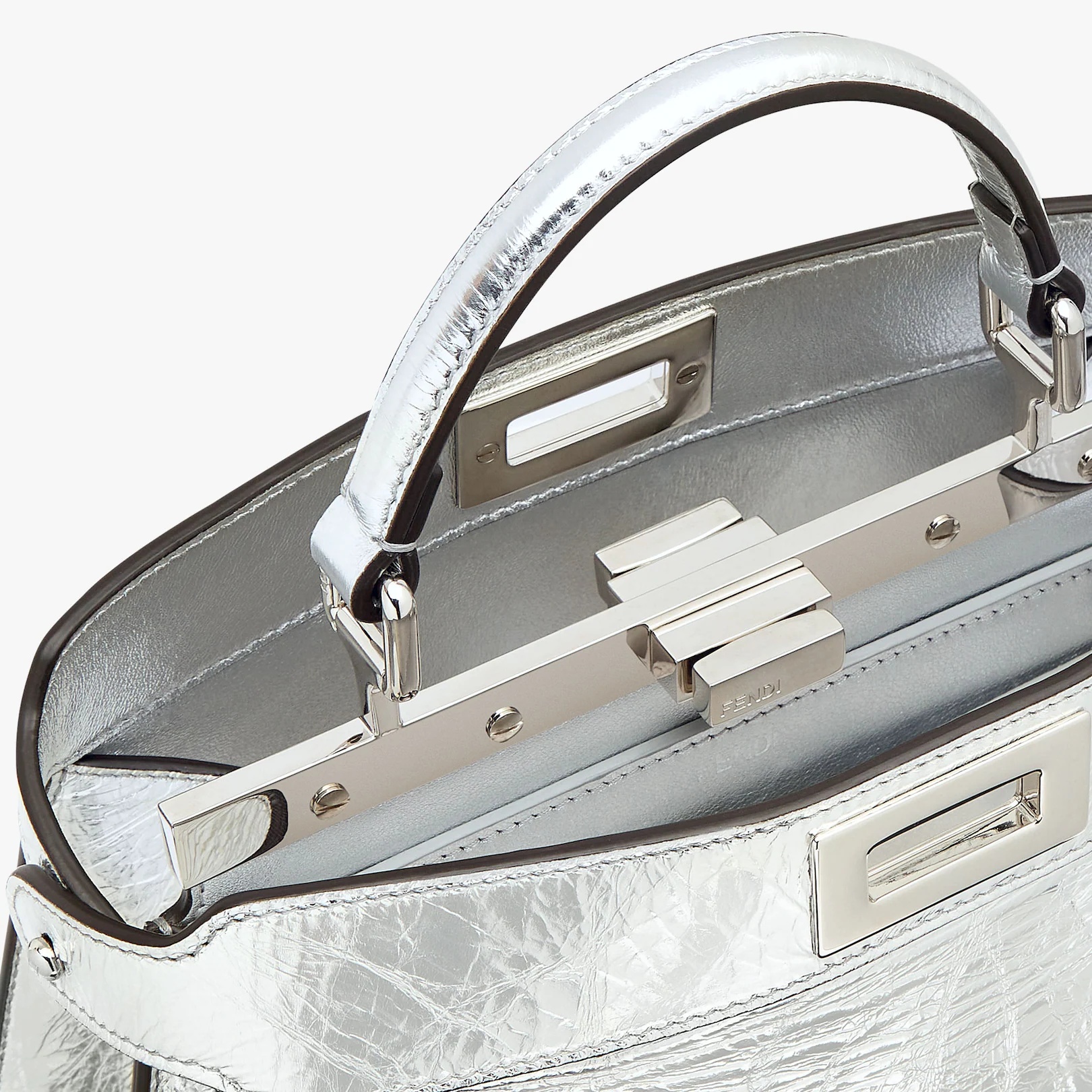 FENDI Silver laminated leather bag | REVERSIBLE