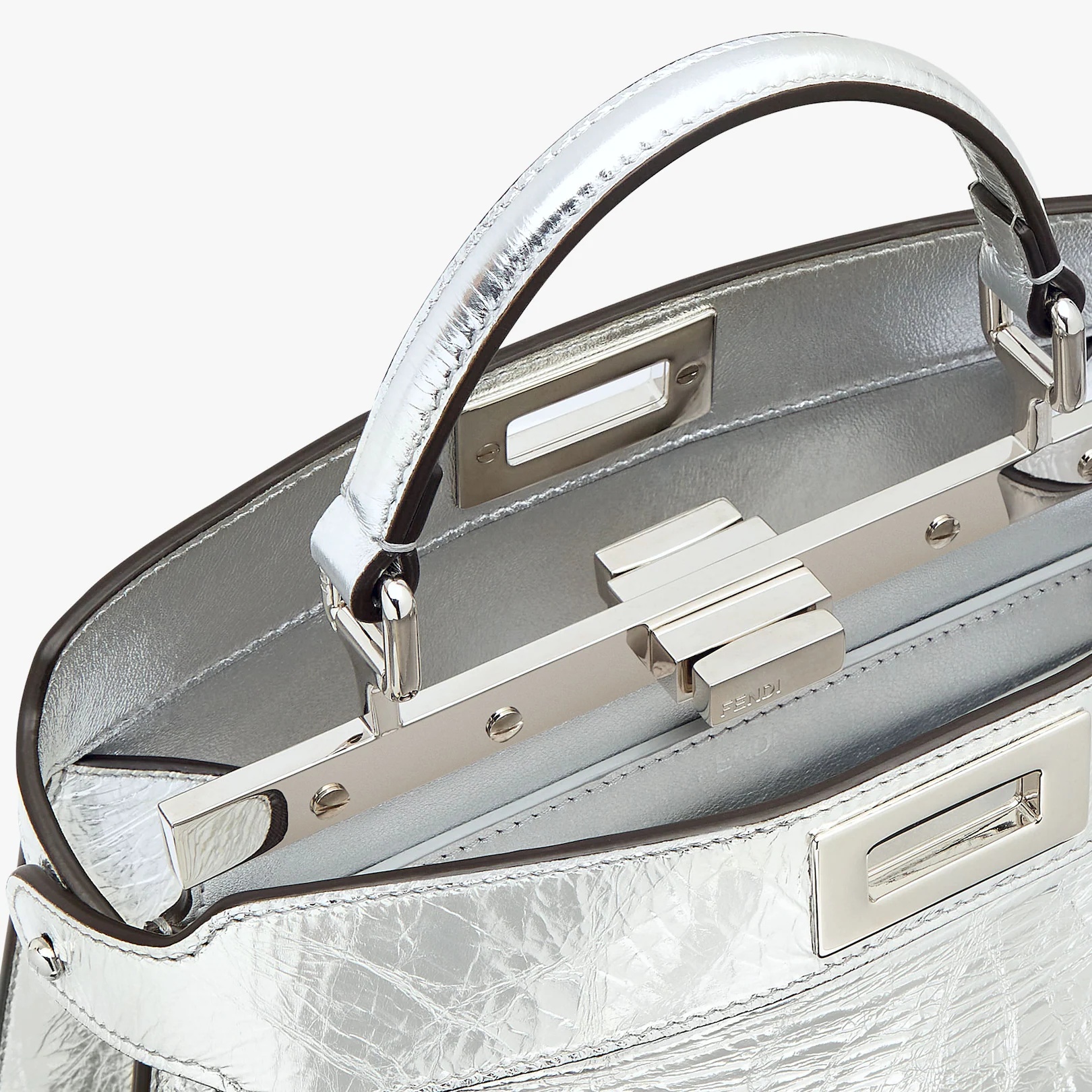 Silver laminated leather bag - 5
