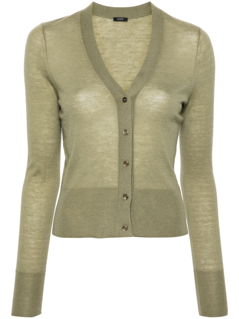 V-neck fine-knit cardigan - 1