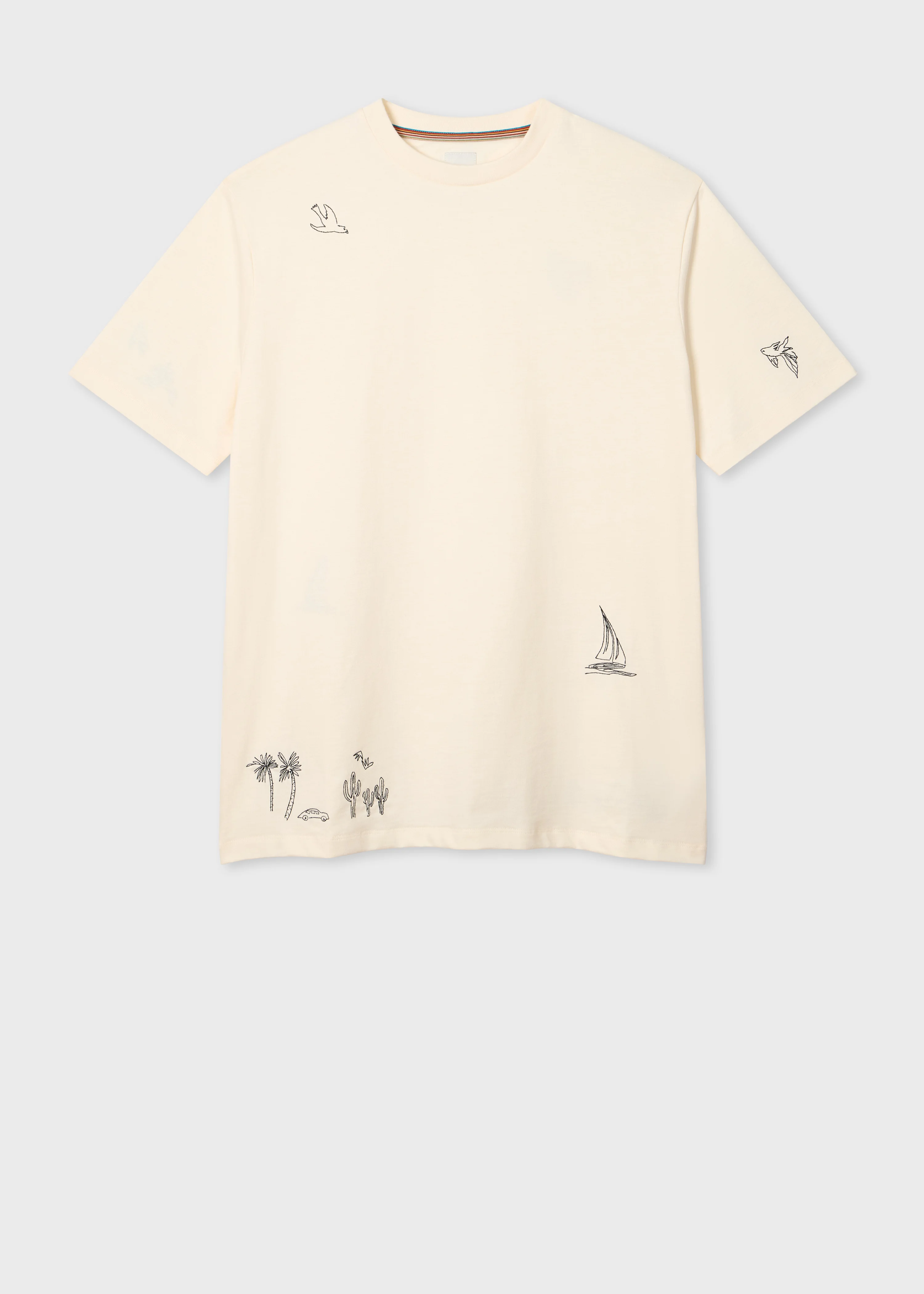 Ecru Embroidered T-Shirt - 1