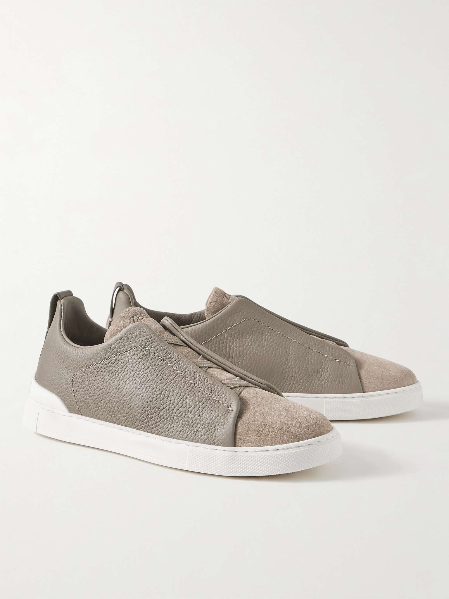 Triple Stitch Full-Grain Leather and Suede Sneakers - 4