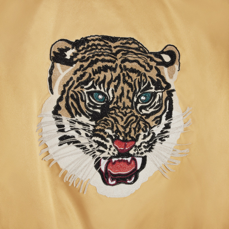 Embroidered tiger teddy jacket in satin-finish nylon 4