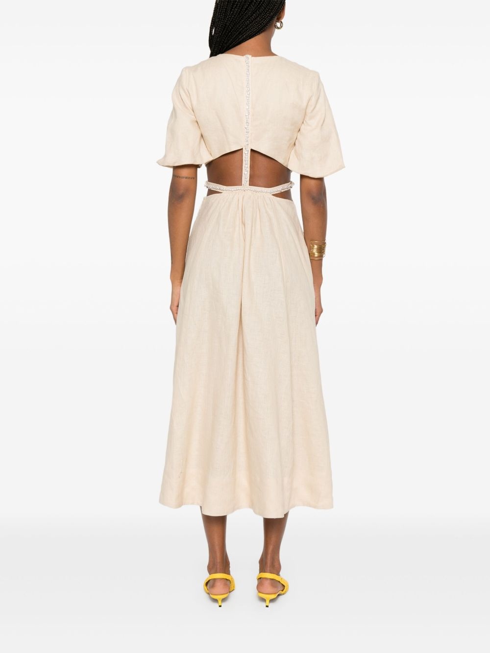 faux-pearl-embellished midi dress - 4