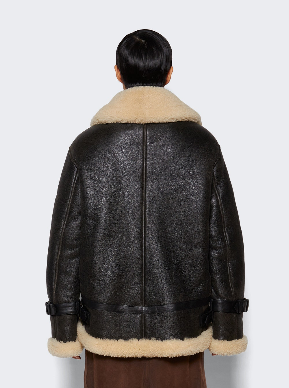 Aviator Shearling Jacket Black - 5