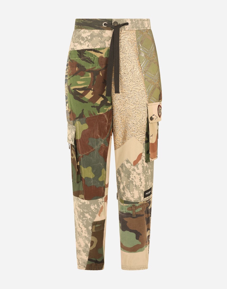 Camouflage patchwork cargo pants with patch embellishment - 3