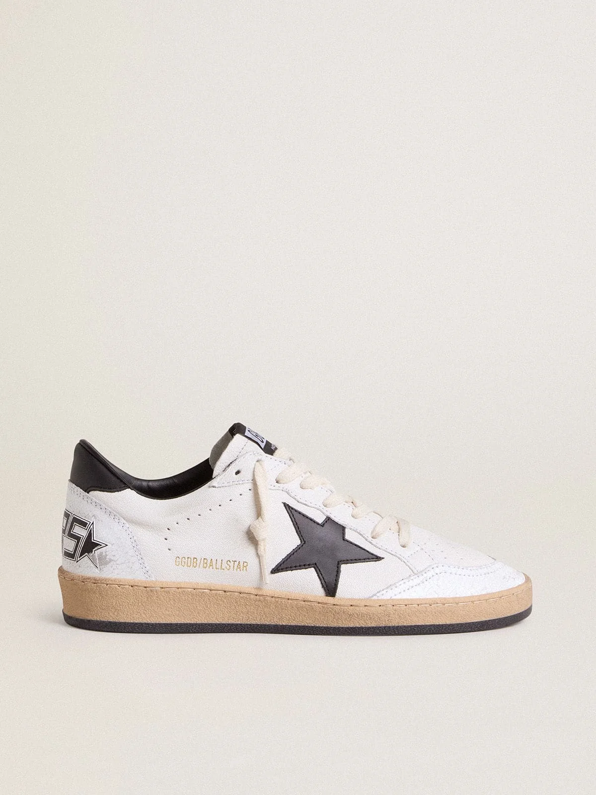 Women's Ball Star sneakers in white nappa leather with black leather star and heel tab - 1