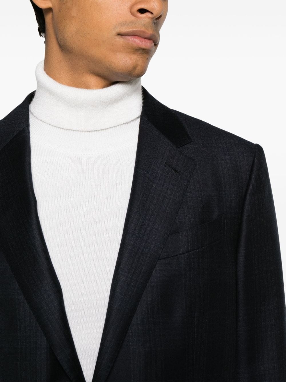 single-breasted checked wool suit - 5