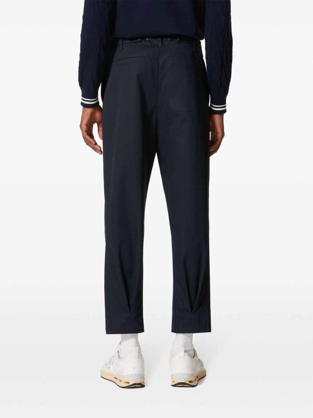 pleat-detail cotton chino trousers - 4