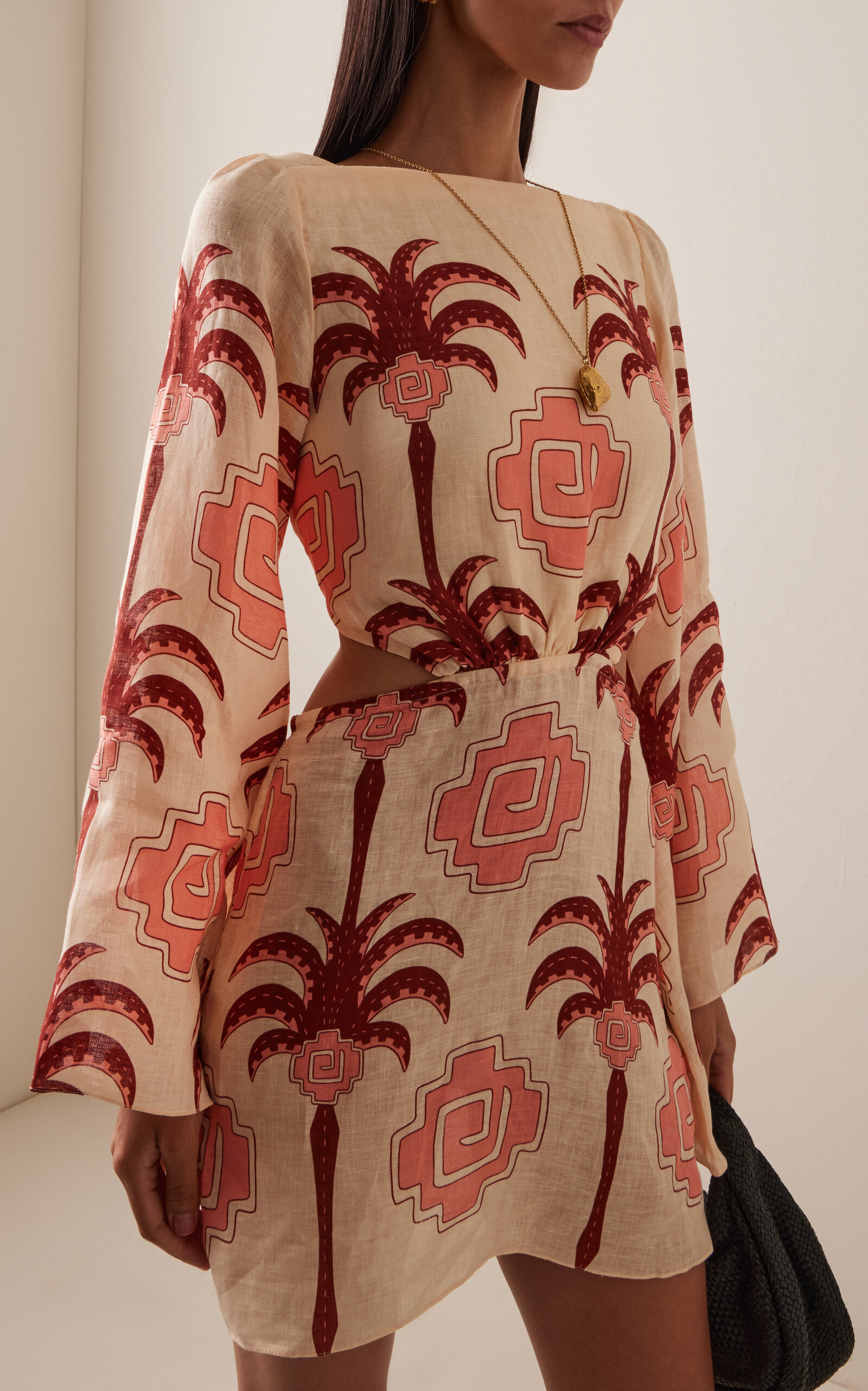 Wave After Wave Cutout Linen Mini Dress multi - 3