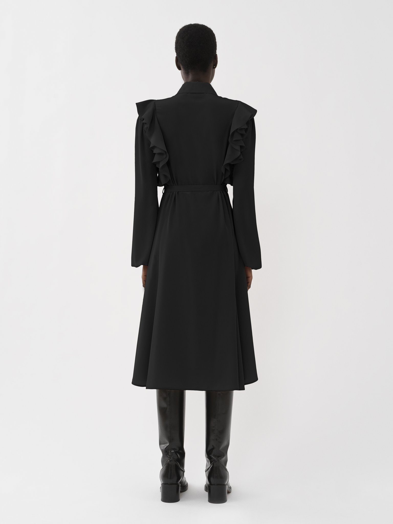 RUFFLED SHIRT DRESS - 4