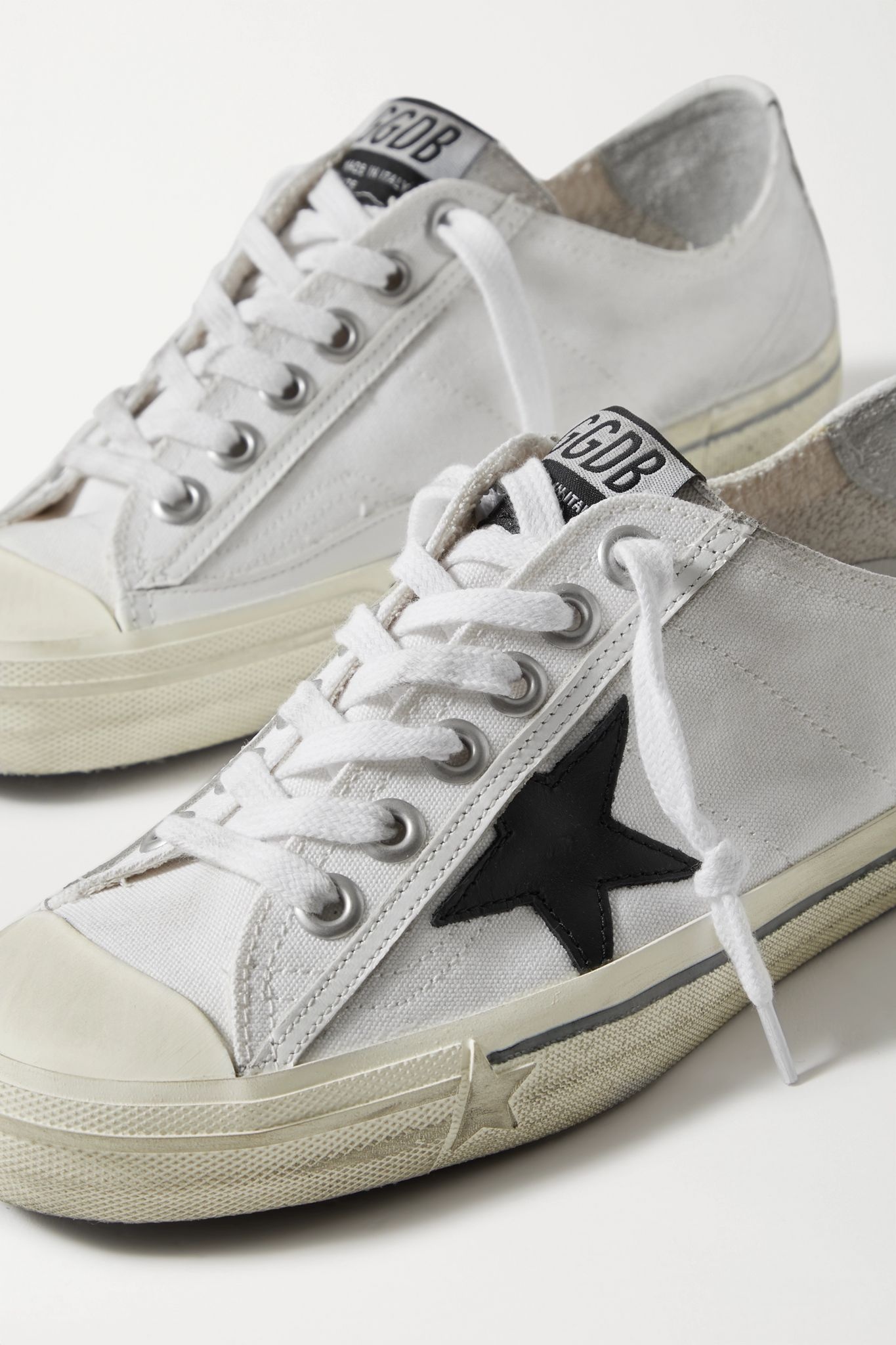 V-Star leather-trimmed distressed canvas sneakers - 4