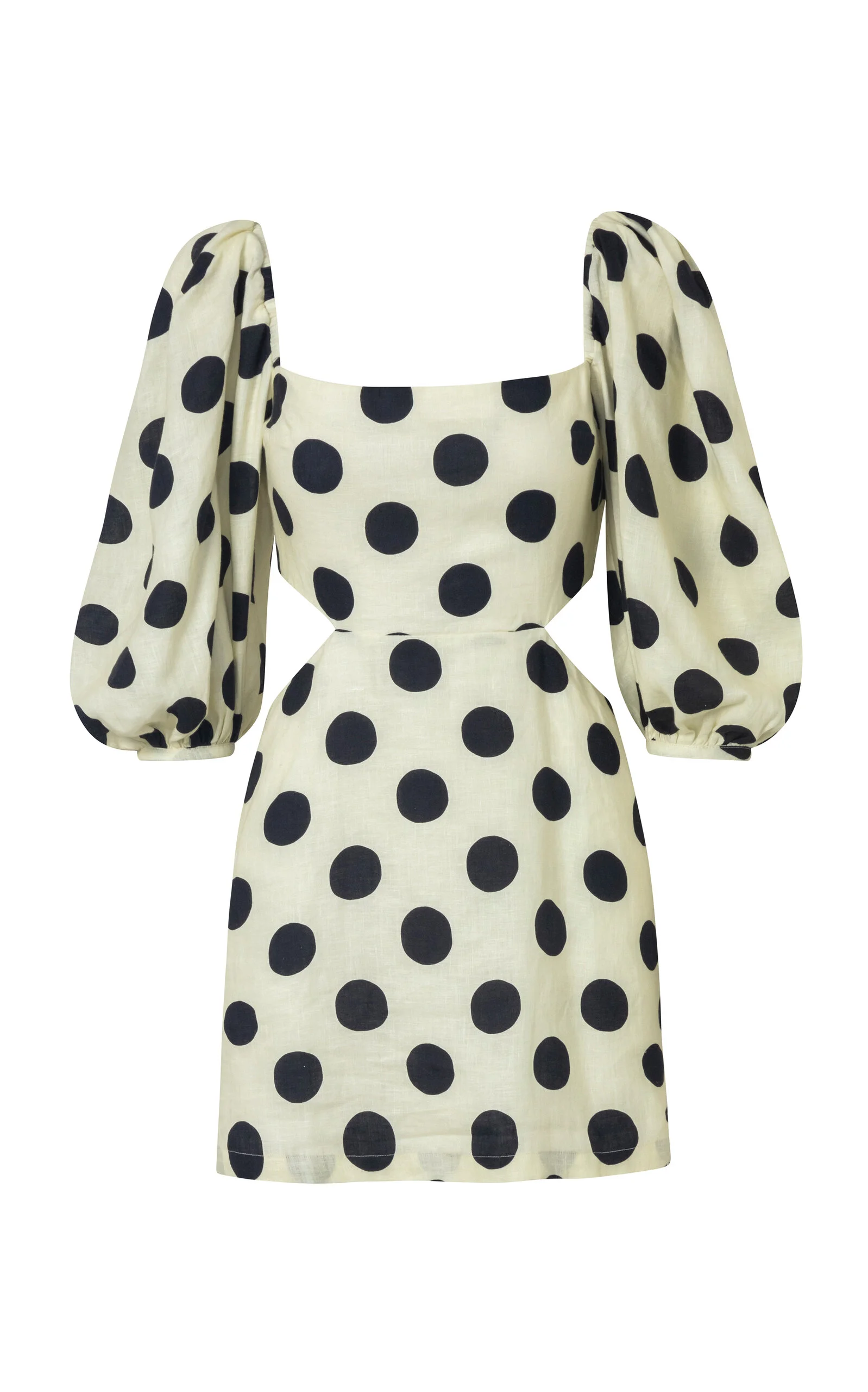 Guapi Pola-Dot Linen Mini Dress black/white - 1